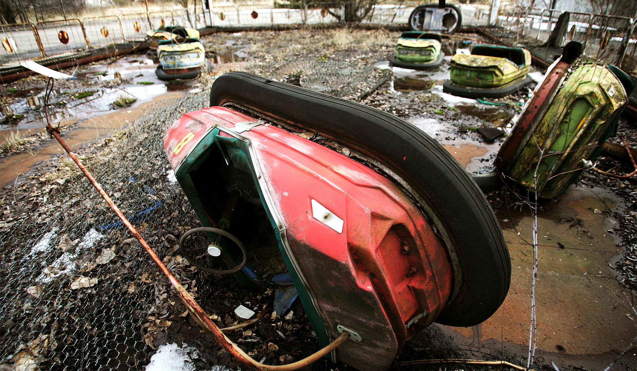 An amusement park in the center of the abandoned town of Pripyat near the Chernobyl nuclear power plant in Ukraine, March 31, 2006.