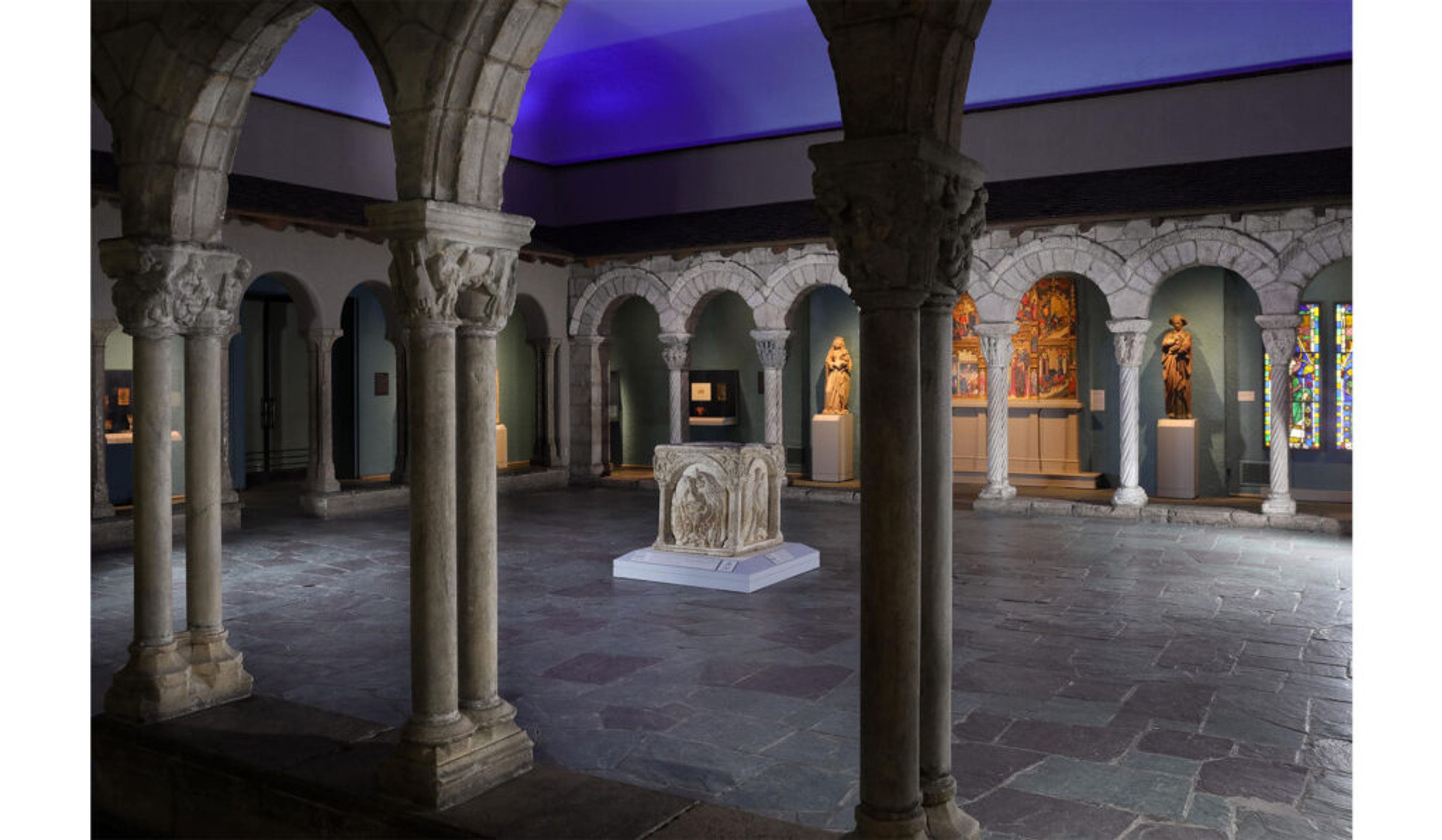 View of the medieval cloister gallery.