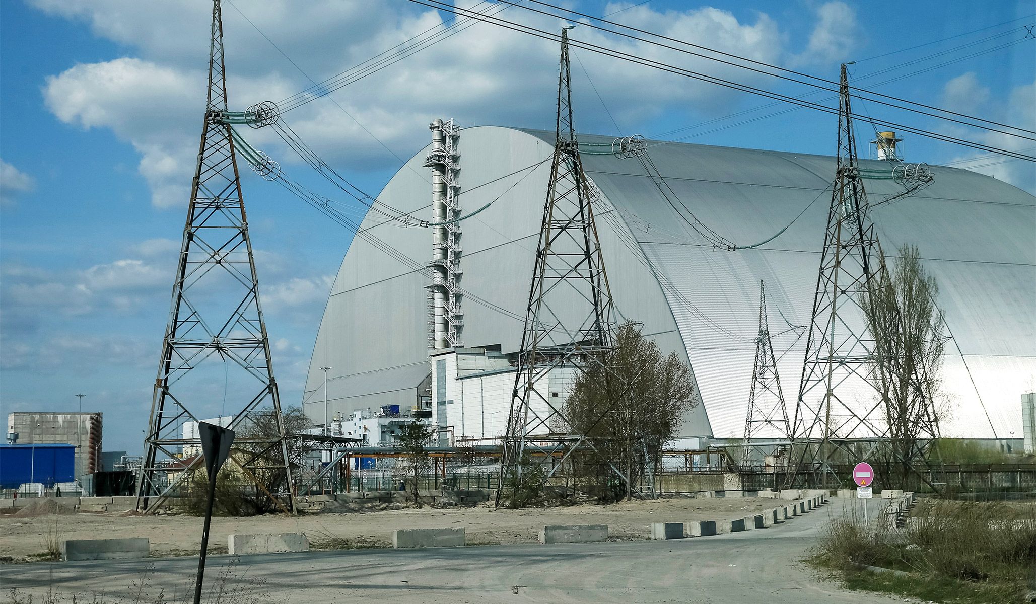 The New Safe Confinement structure over the old sarcophagus covering the damaged fourth reactor at the Chernobyl nuclear power plant, in Chernobyl, Ukraine, April 20, 2018.