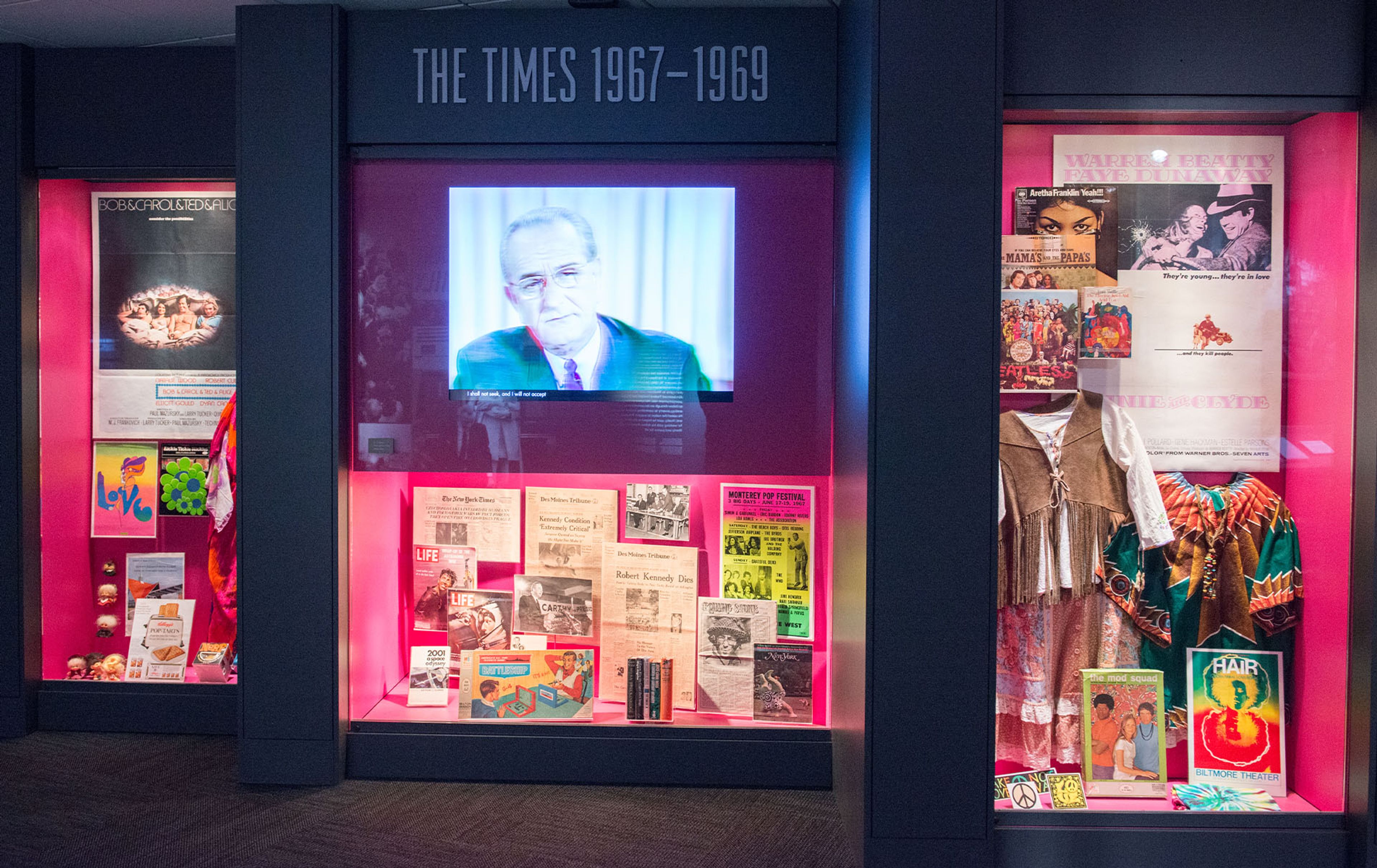 Walks through 1960s culture enliven the galleries.