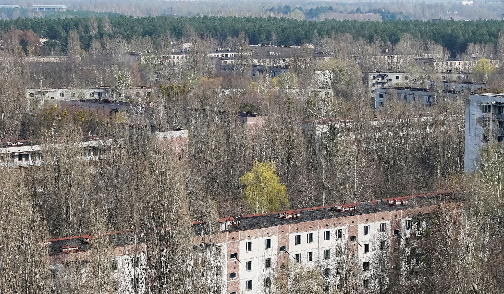The abandoned city of Pripyat near the Chernobyl nuclear power plant in Ukraine, April 5, 2017.