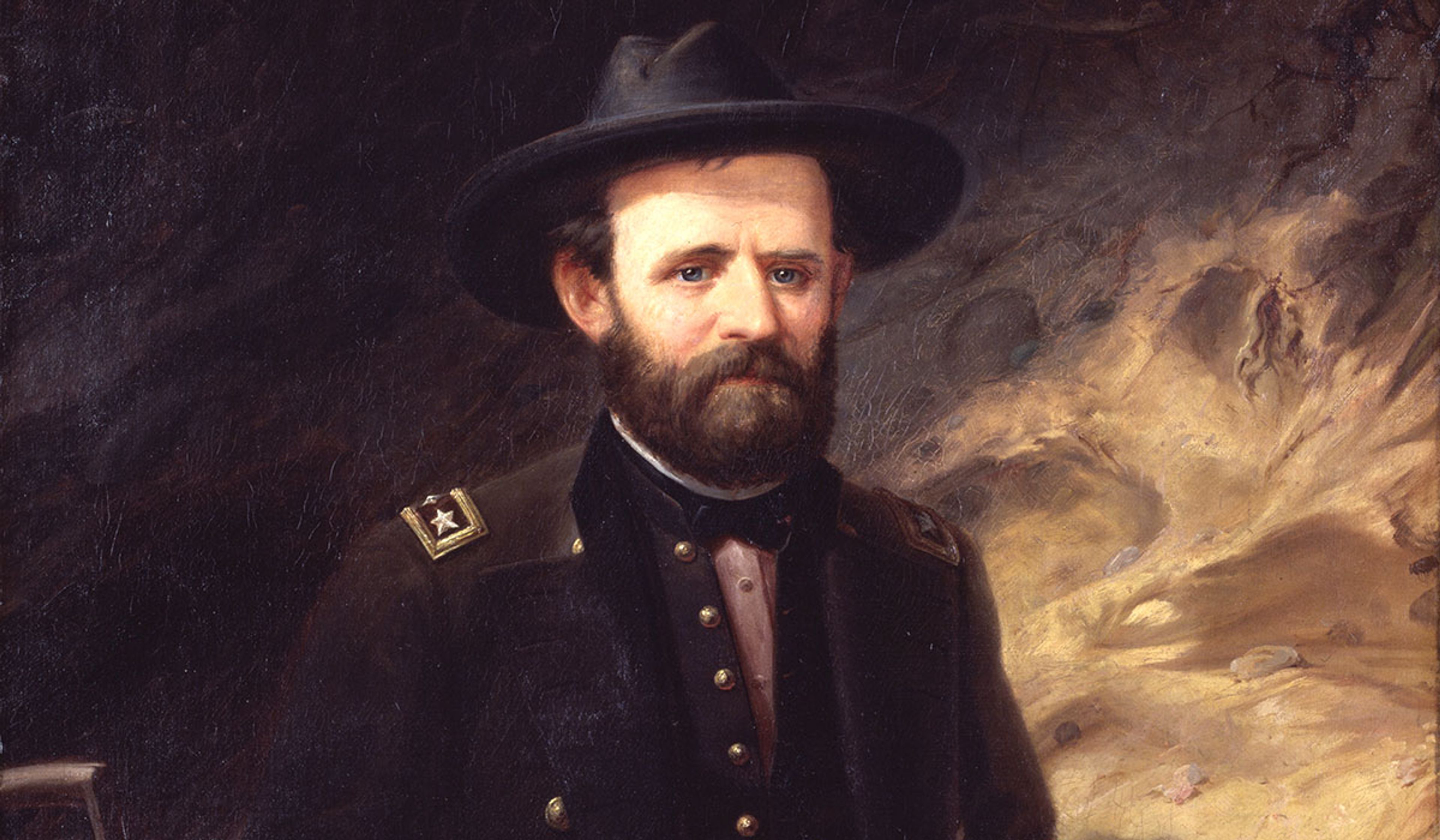Detail of portrait of Ulysses S. Grant by Ole Peter Hansen Balling, 1865.