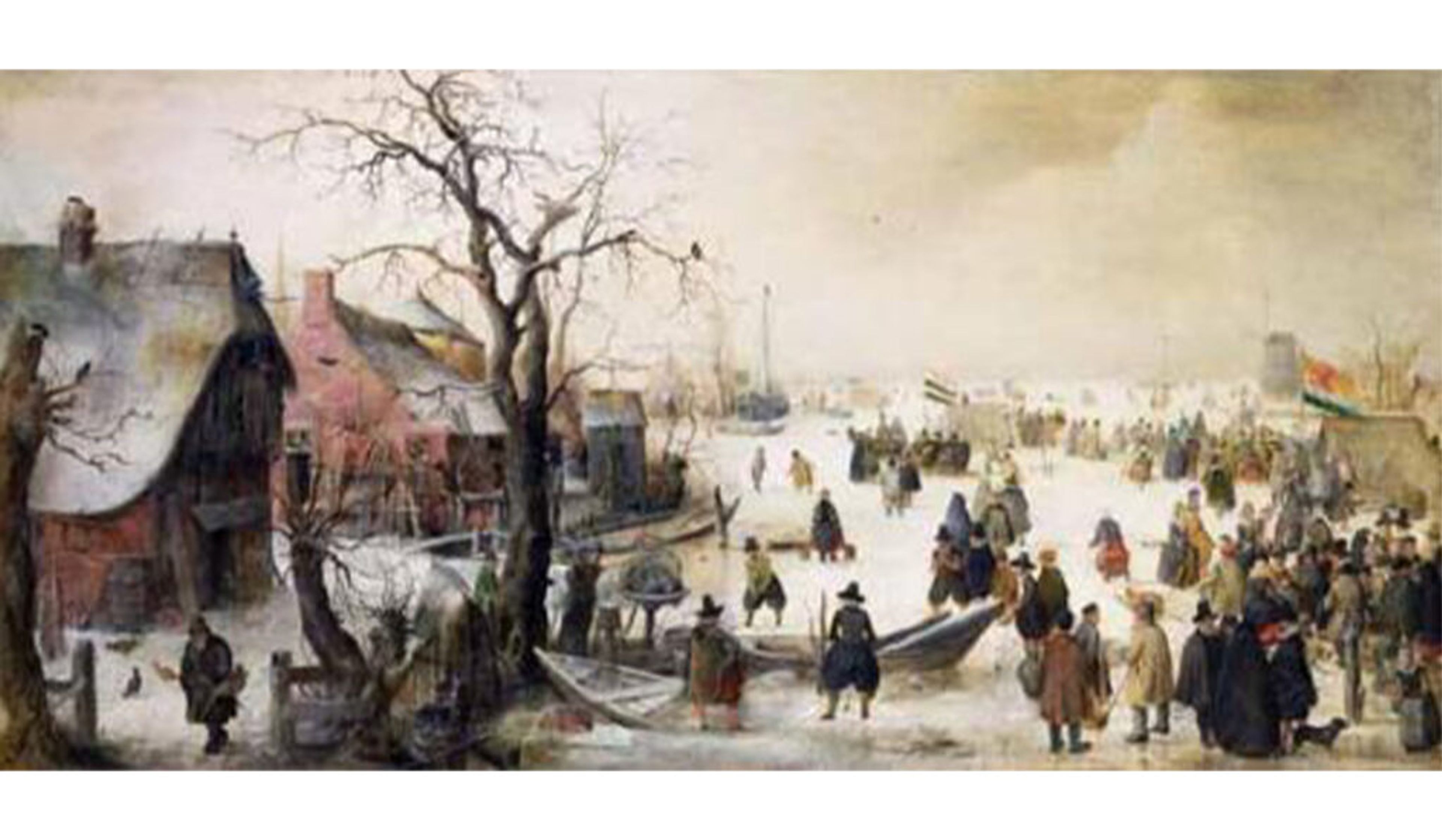 Hendrick Avercamp, Winter Scene on a Canal , about 1615, oil on wood panel.