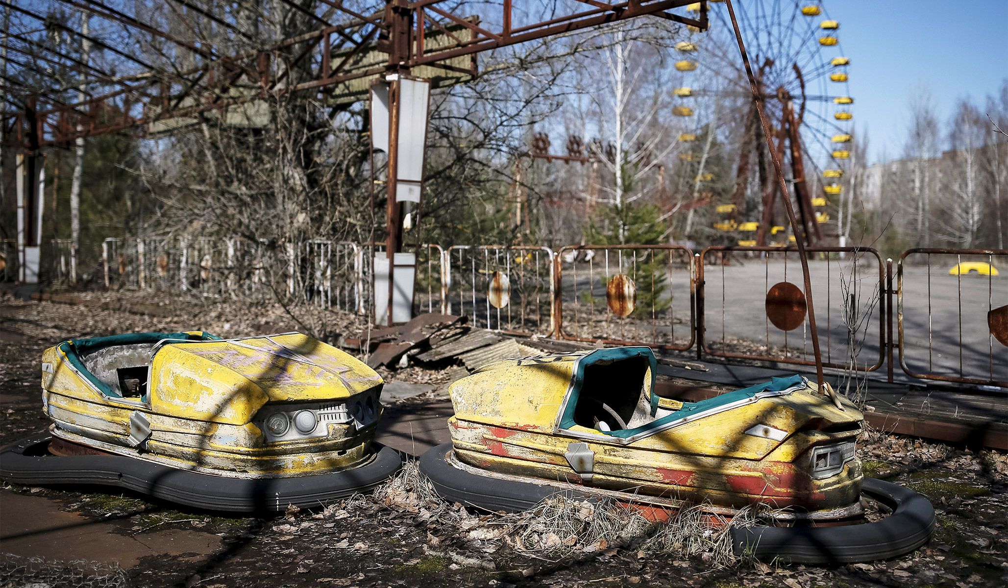 An amusement park in the center of the abandoned town of Pripyat near the Chernobyl nuclear power plant in Ukraine, March 28, 2016.