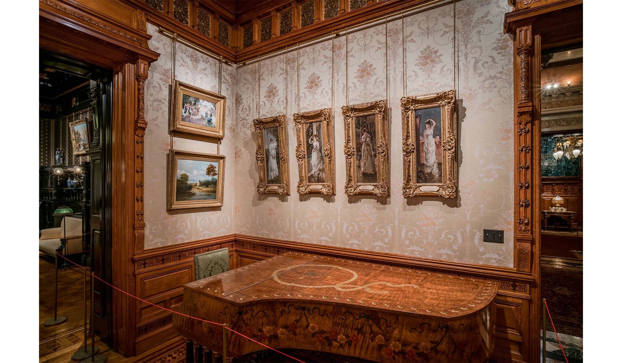 Installation view of Alfred Stevens’s Four Seasons paintings.