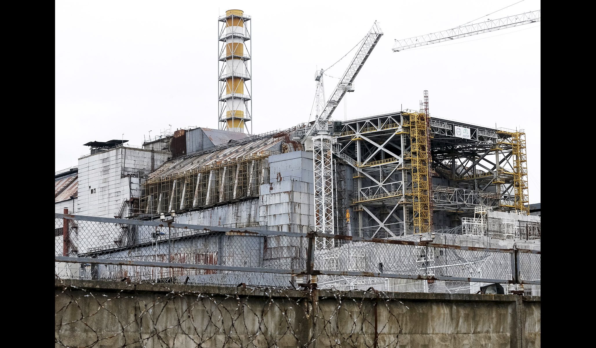 The sarcophagus covering the damaged fourth reactor at the Chernobyl nuclear power plant in Ukraine, March 23, 2016.