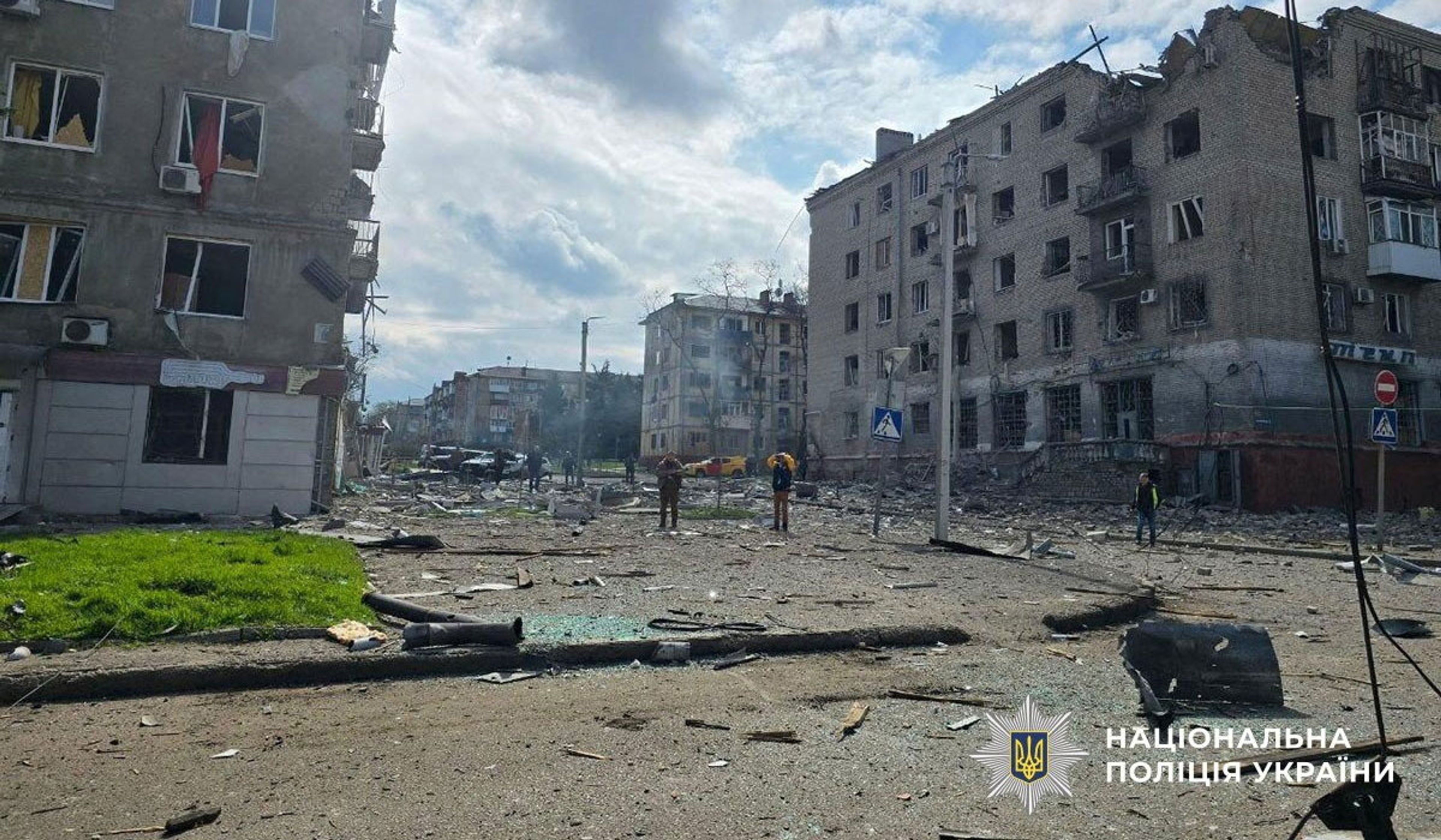 Site of a Russian air strike in Kramatorsk, Ukraine, April 11, 2026.