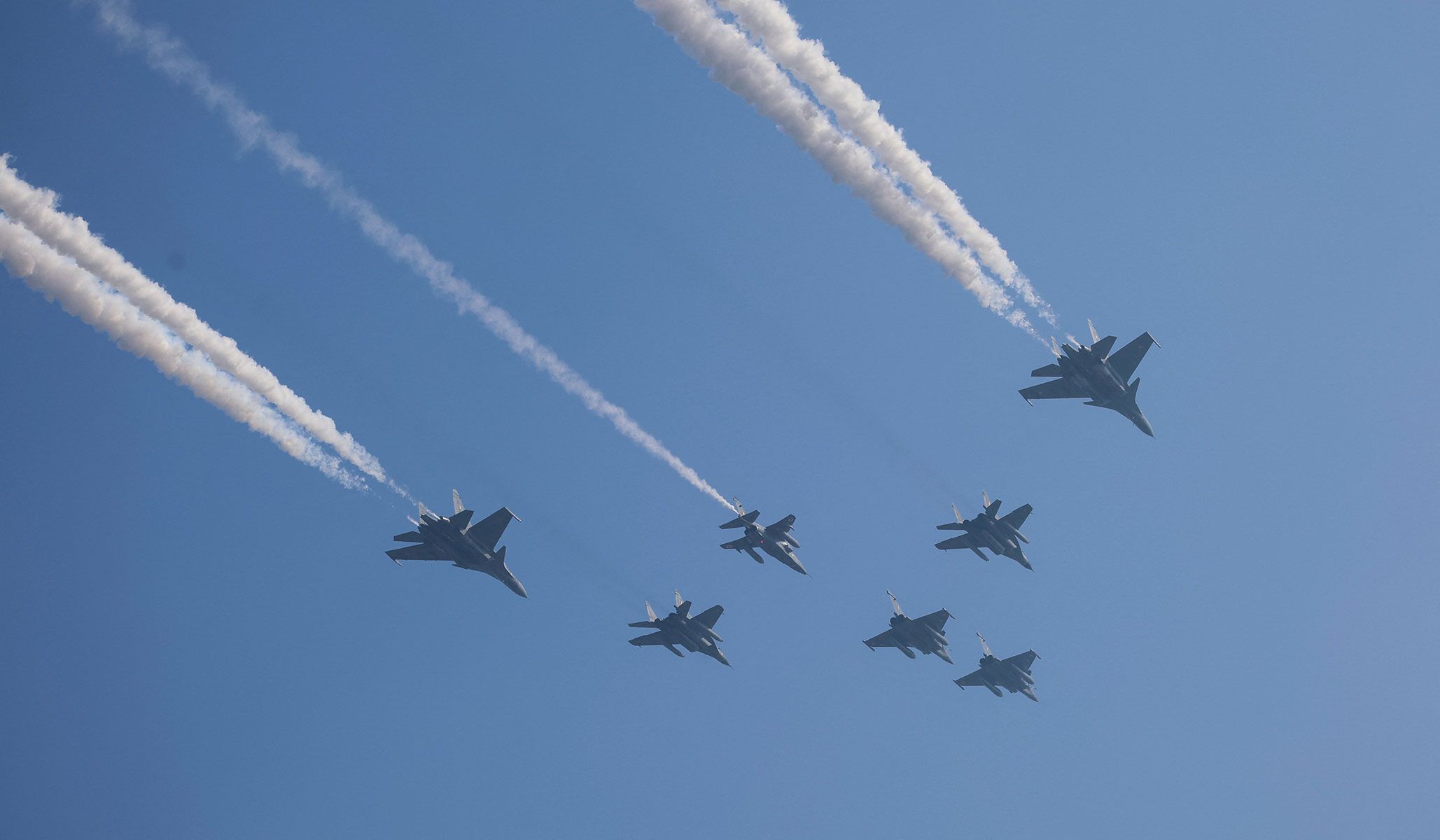 Indian Air Force fighter jets fly past during the Republic Day parade in New Delhi, India, January 26, 2026.