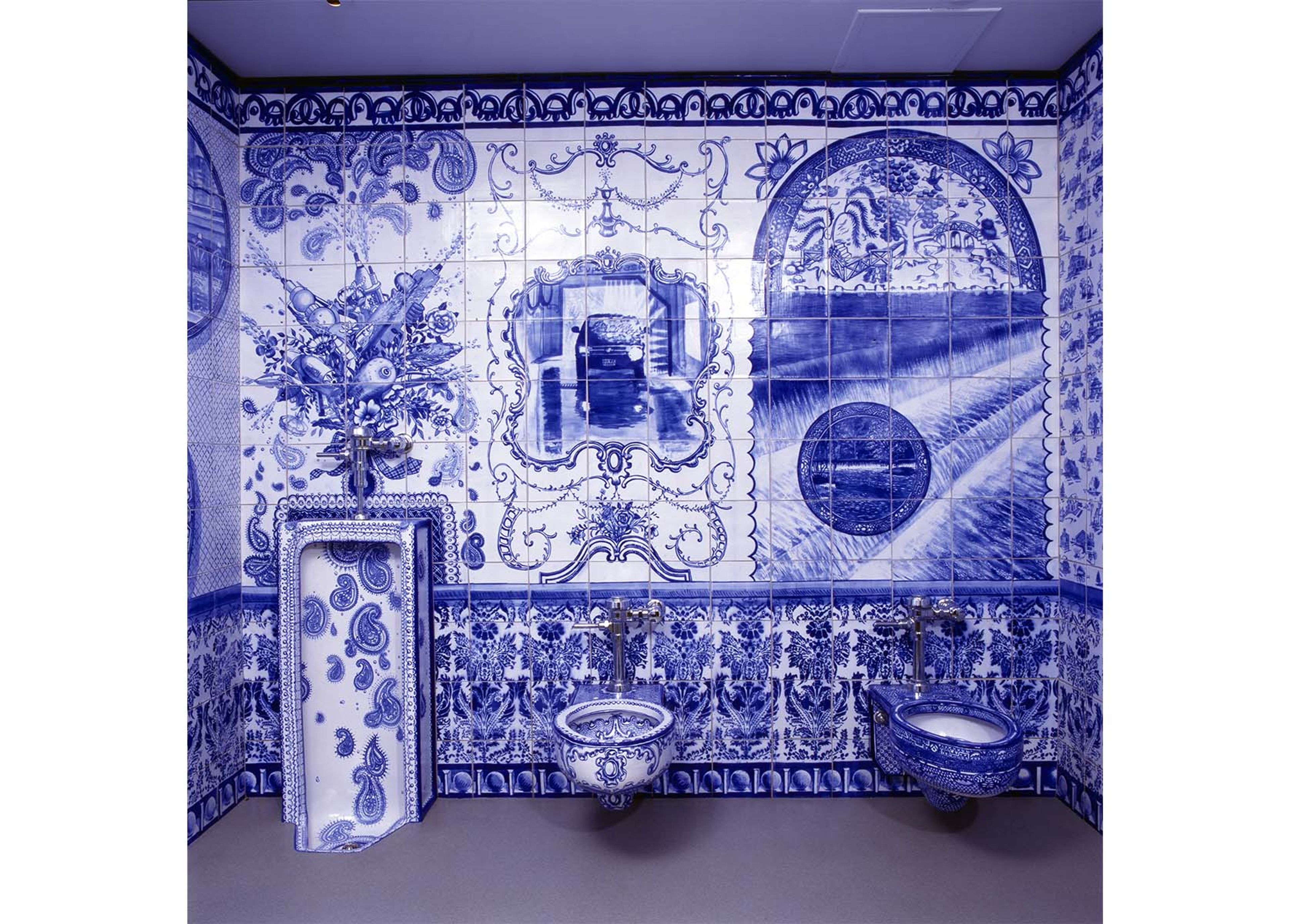Ann Agee, Sheboygan Men’s Room , 1999, vitreous china and glaze.