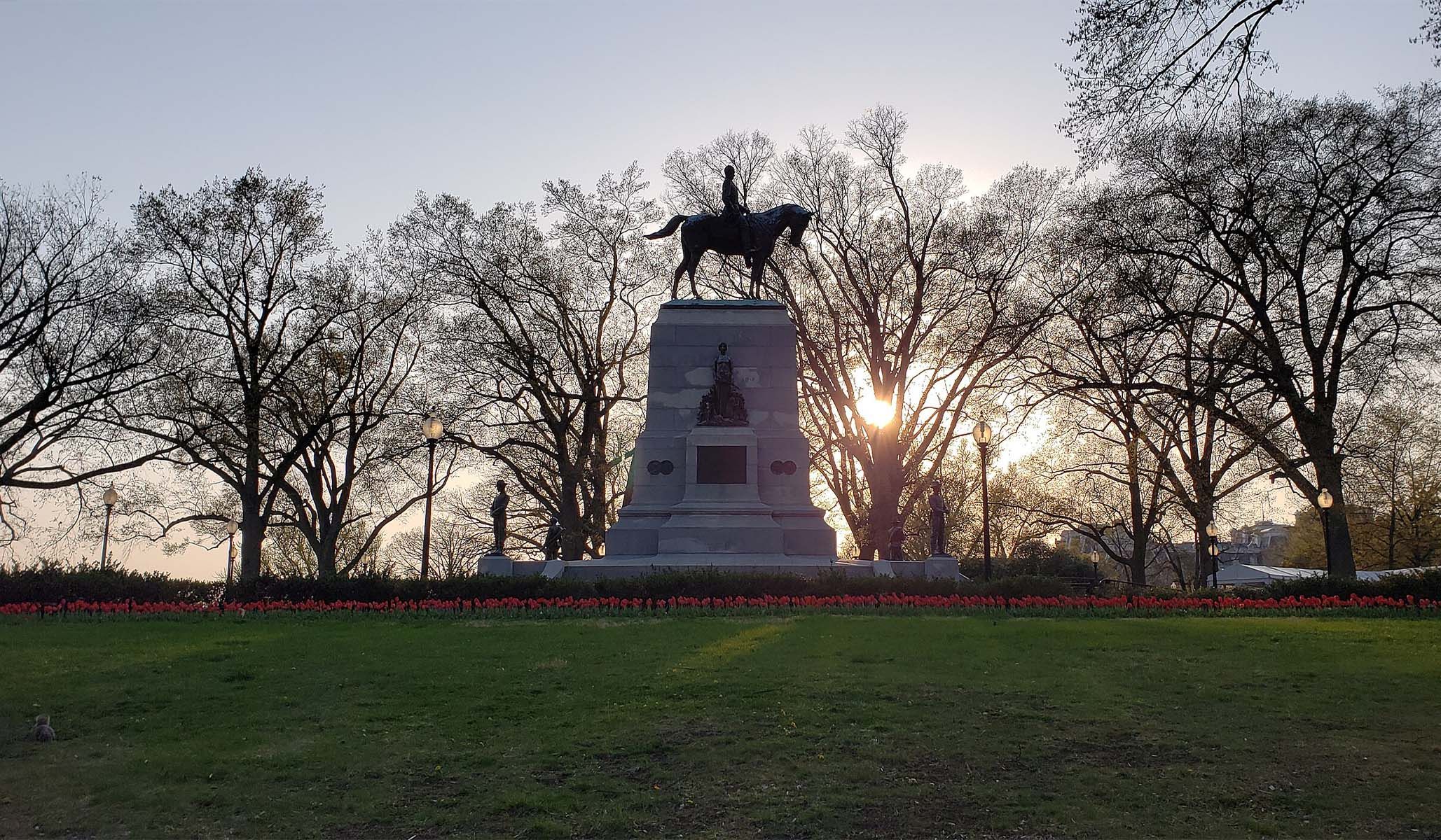 Tucked in the back of the White House, the equestrian monument to General Sherman.