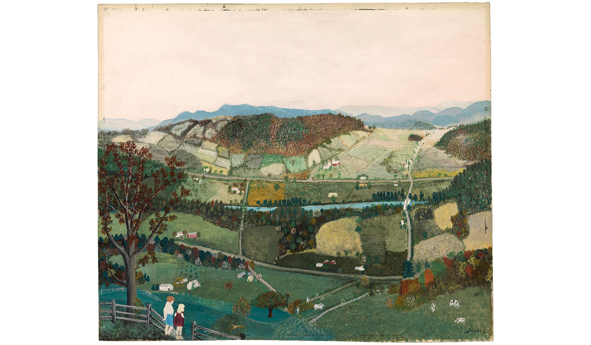 Grandma Moses, Cambridge Valley , 1942, oil on high-density fiberboard.