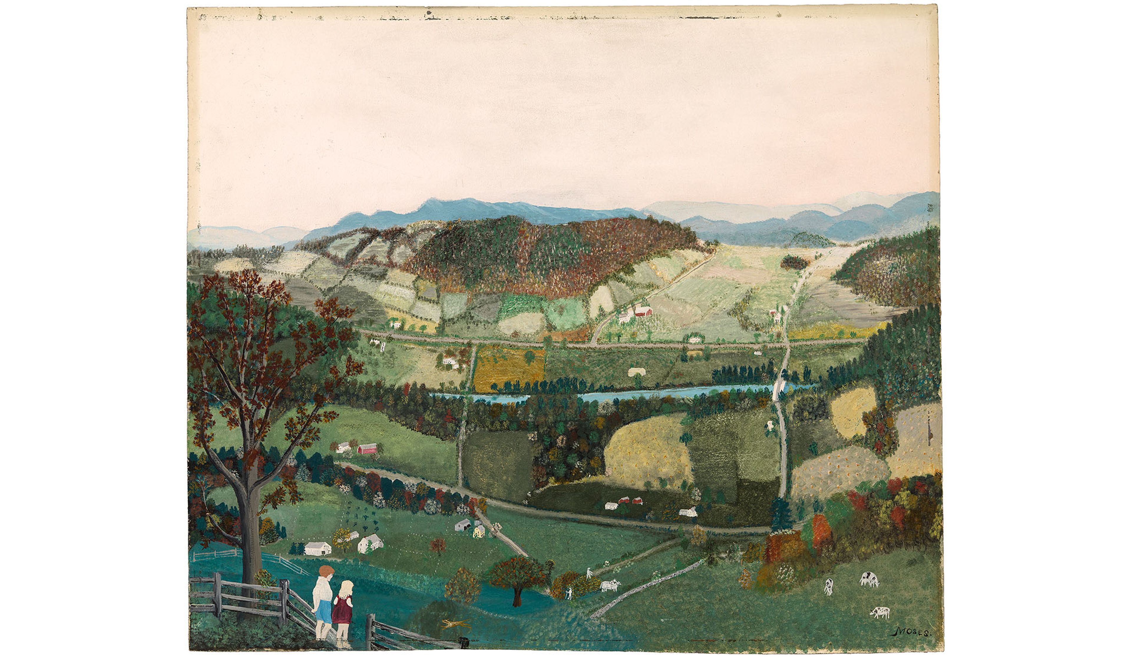 Grandma Moses, Cambridge Valley , 1942, oil on high-density fiberboard.