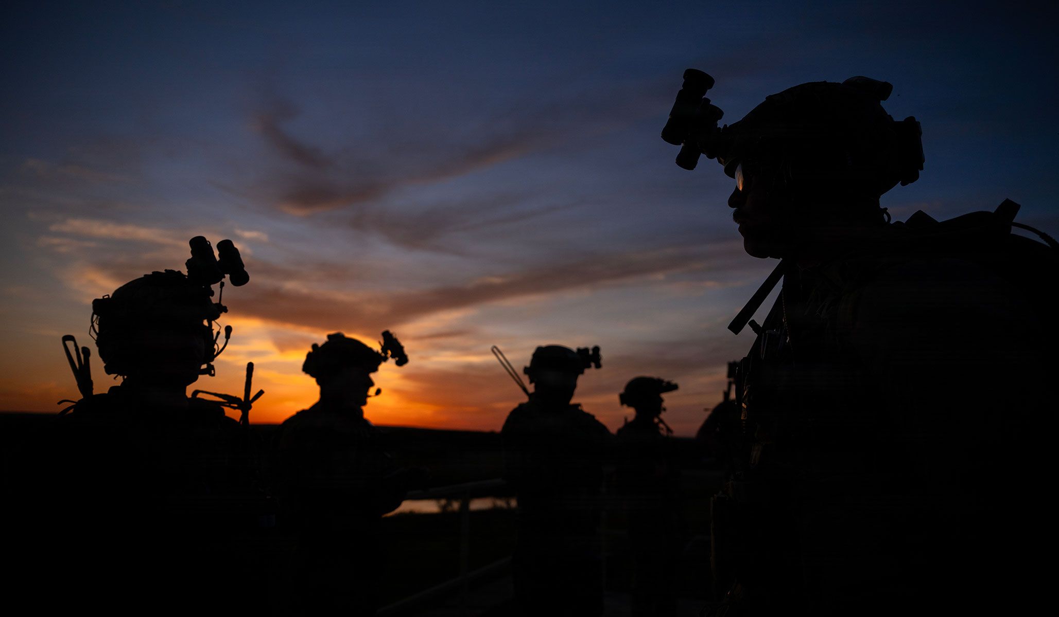 U.S. Air Force tactical air control party airmen assigned to the 124th Air Support Operations Squadron, Idaho Air National Guard, prepare for night close-air support operations at Razorback Range near Fort Smith, Ark.,  April 20, 2026.