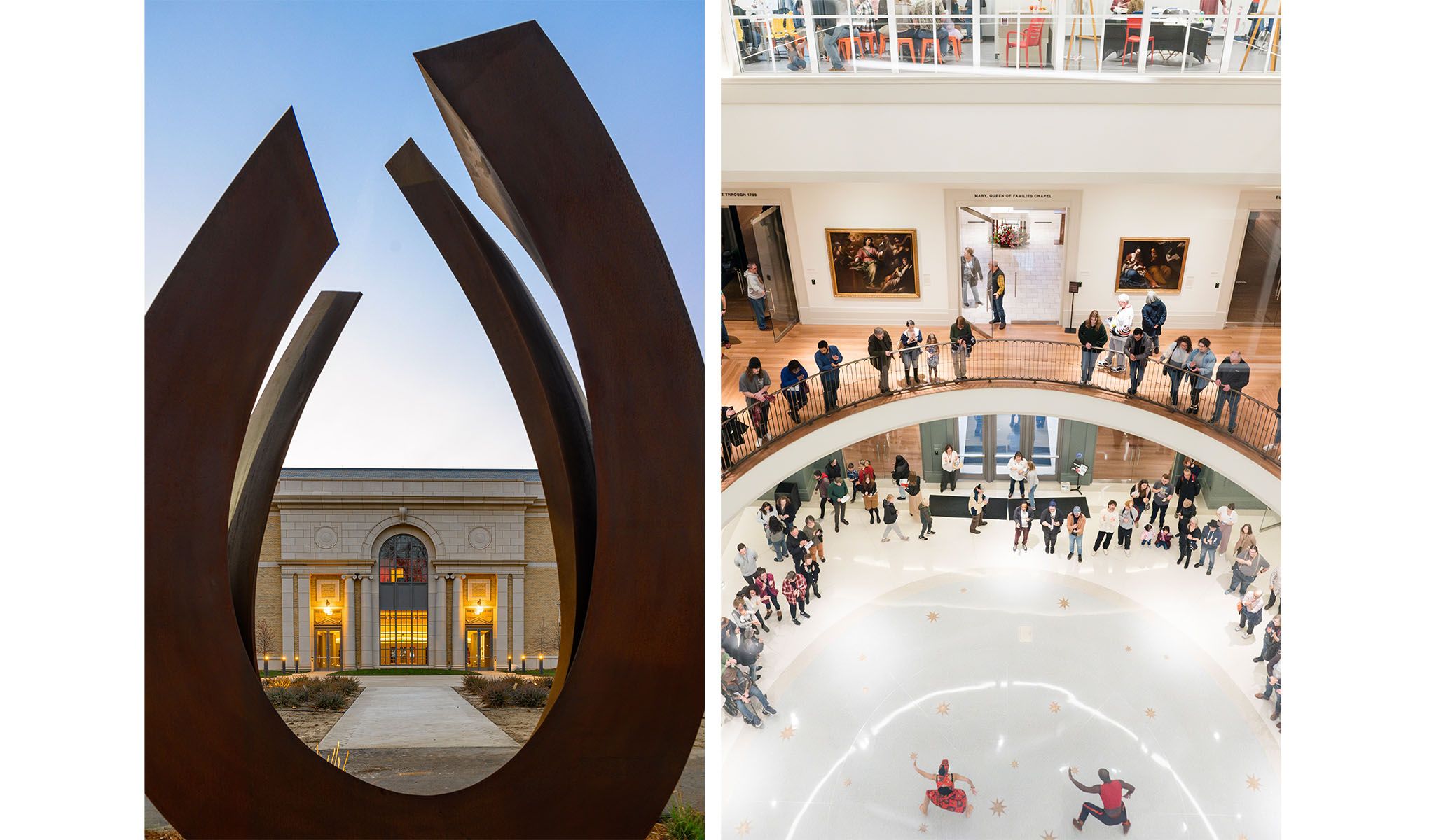 Exterior of the museum and a rotunda view.