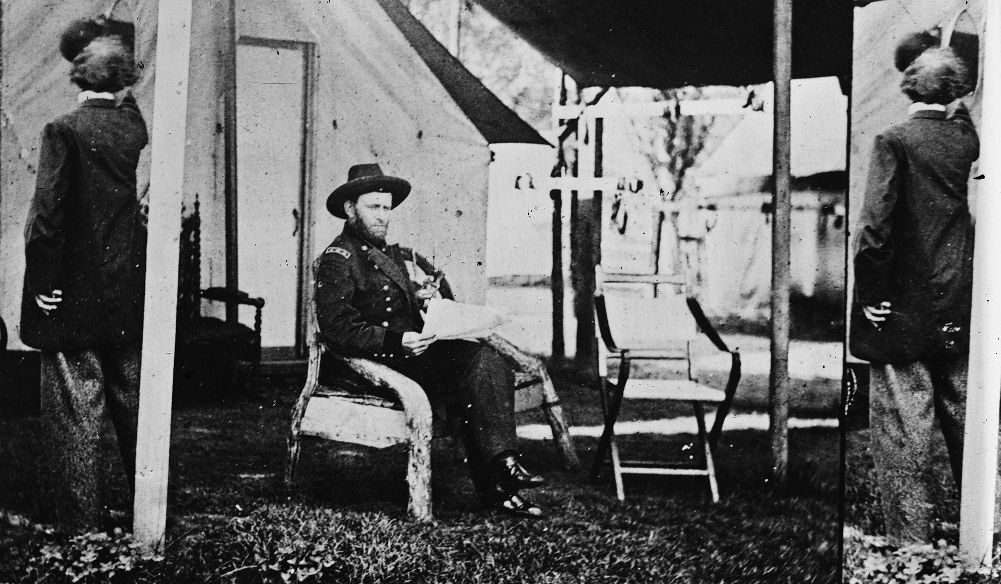 General Grant in his headquarters at Cold Harbor, Va., June 1864.