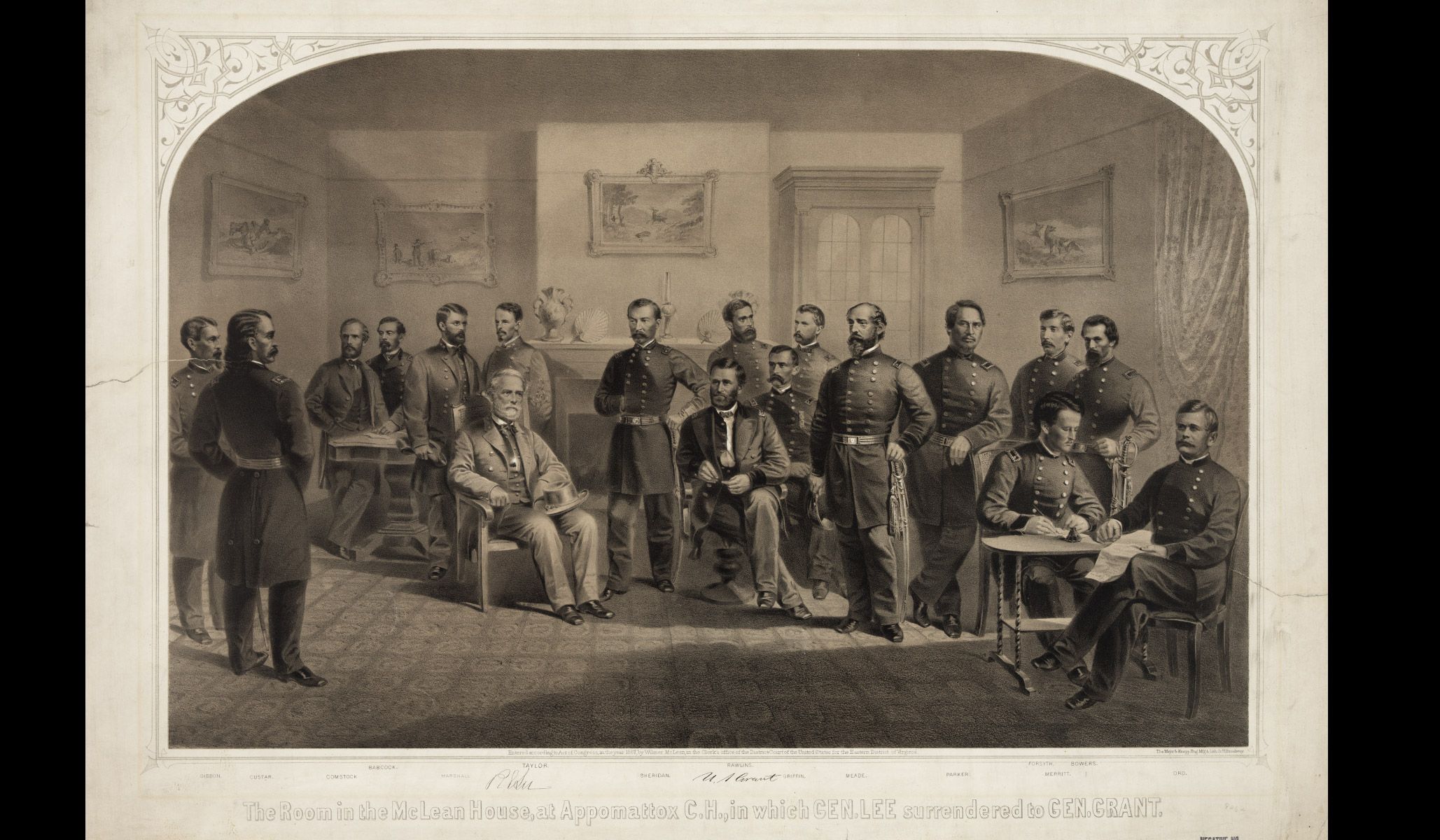 “The room in the McLean House, at Appomattox C.H., in which Gen. Lee surrendered to Gen. Grant”
