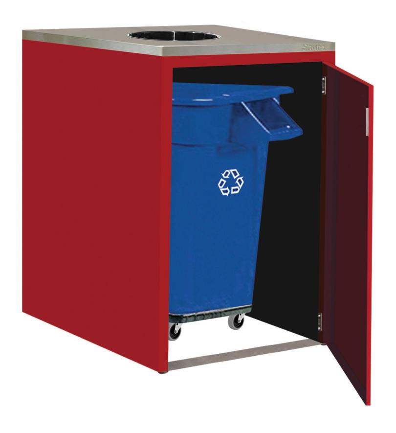 Single Recycle / Trash Cabinet With Receptacle & Dolly
