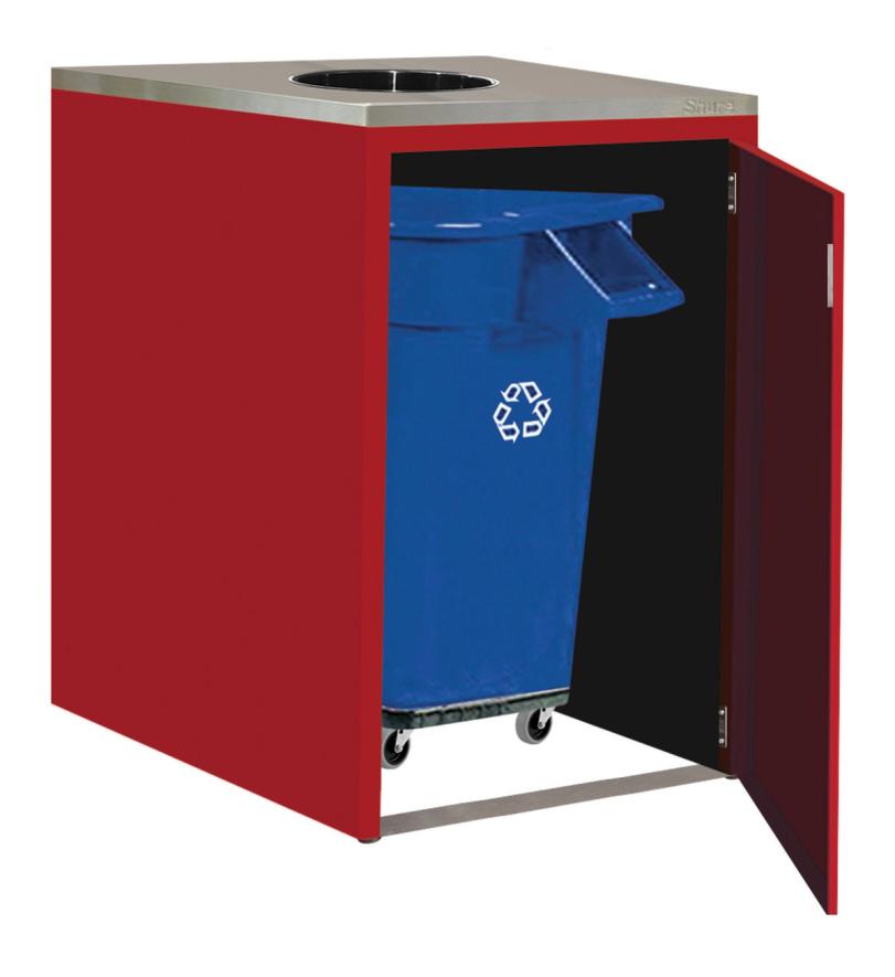Single Recycle / Trash Cabinet With Receptacle & Dolly