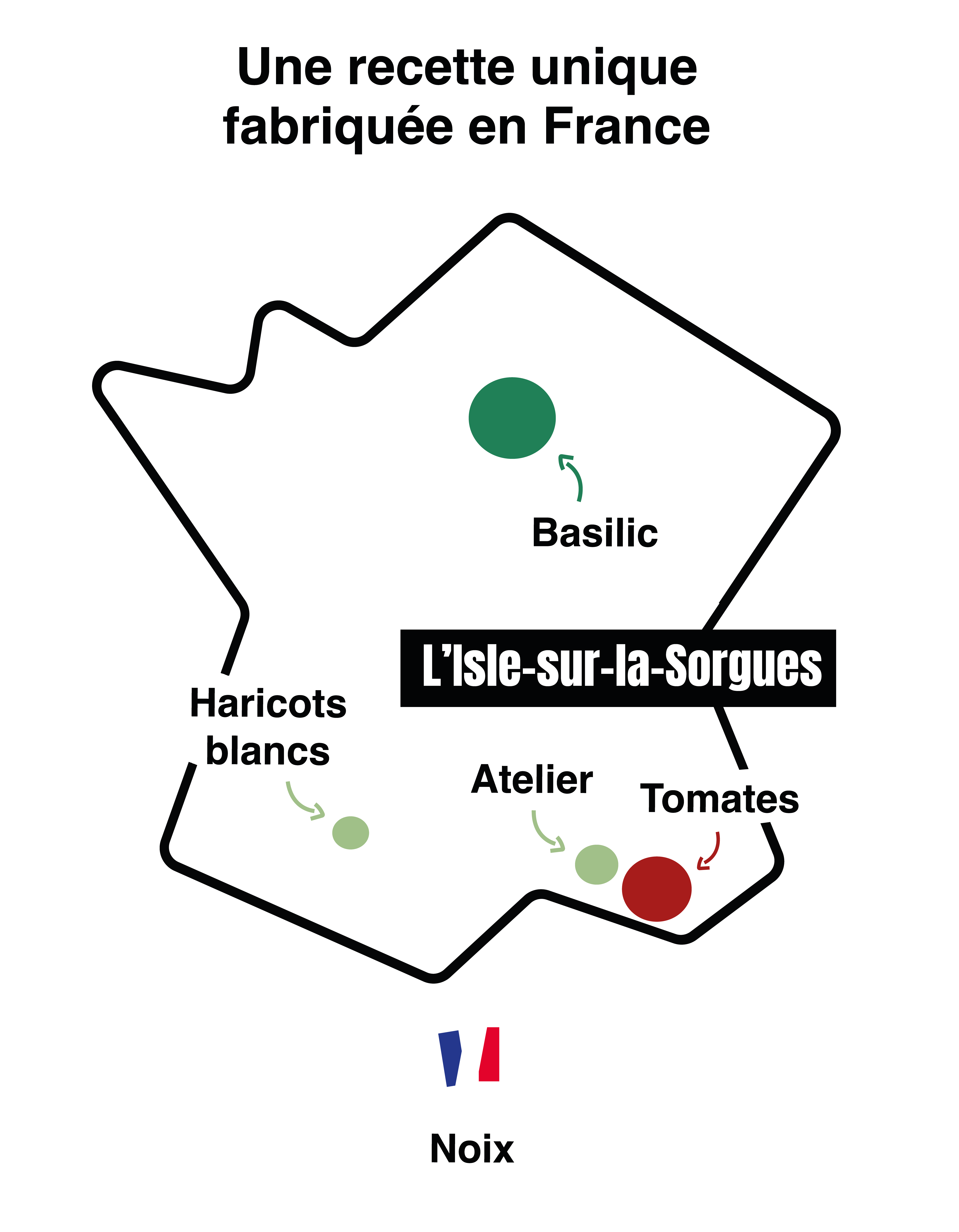 Préparation à base de tomate, haricot blanc et basilic