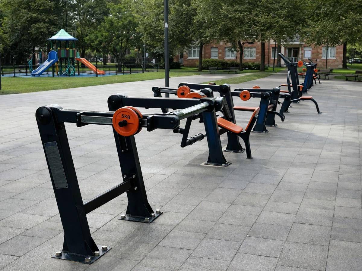 Equipamiento-de-fuerza-en-gimnasios-al-aire-libre-con-maquinas-de-resistencia-ajustable