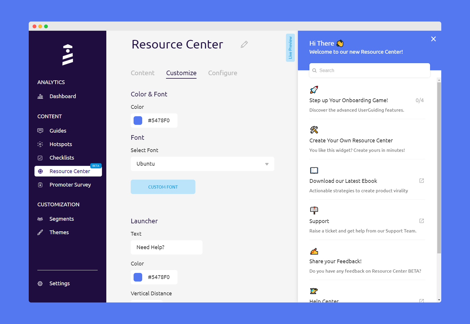 UserGuiding screenshot 2
