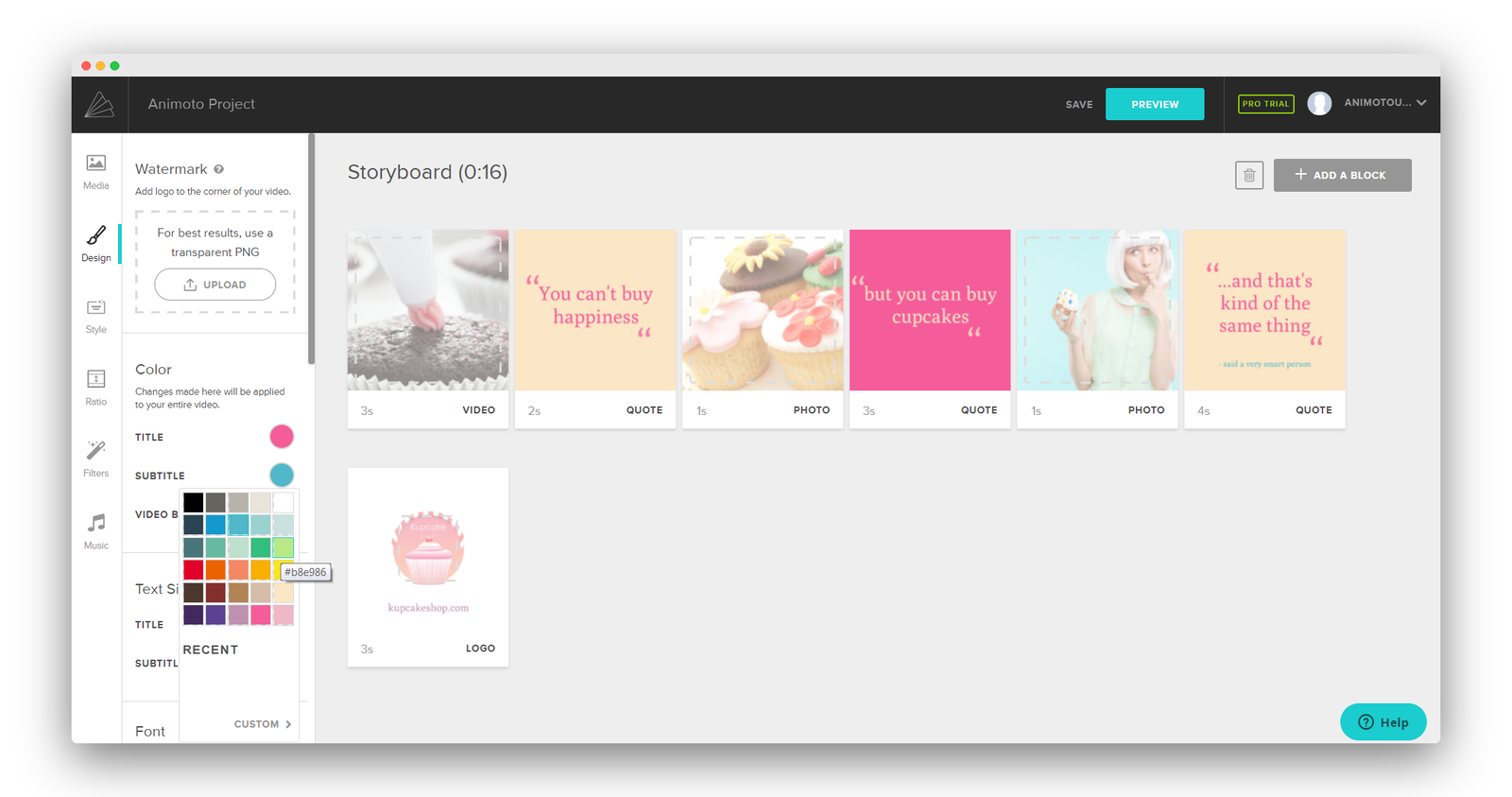 Animoto screenshot 2