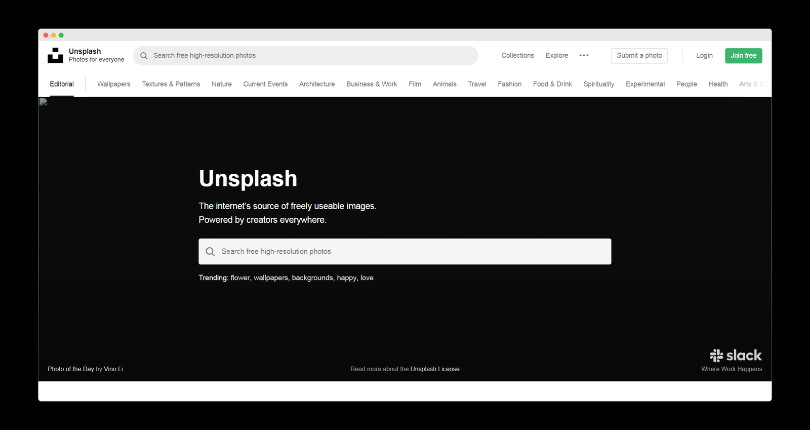 Unsplash screenshot 1