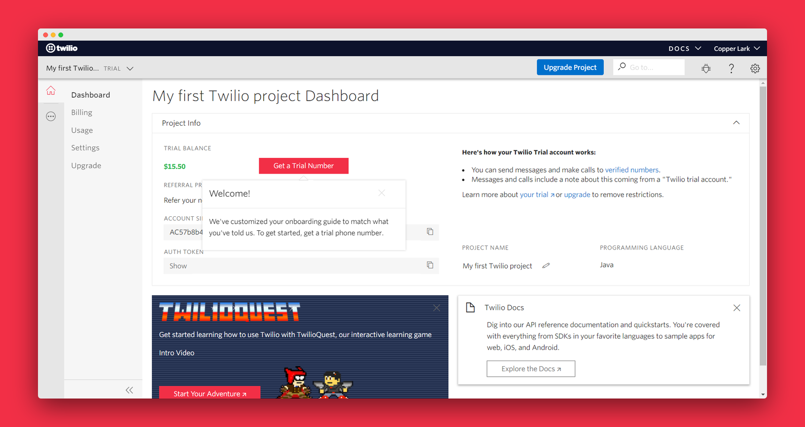 Twilio screenshot 2