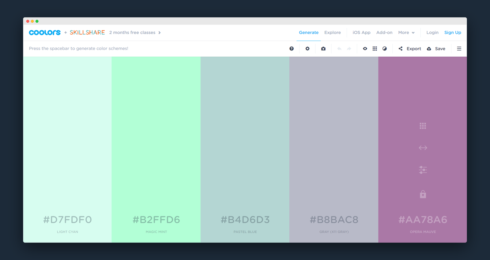 Coolors screenshot 2