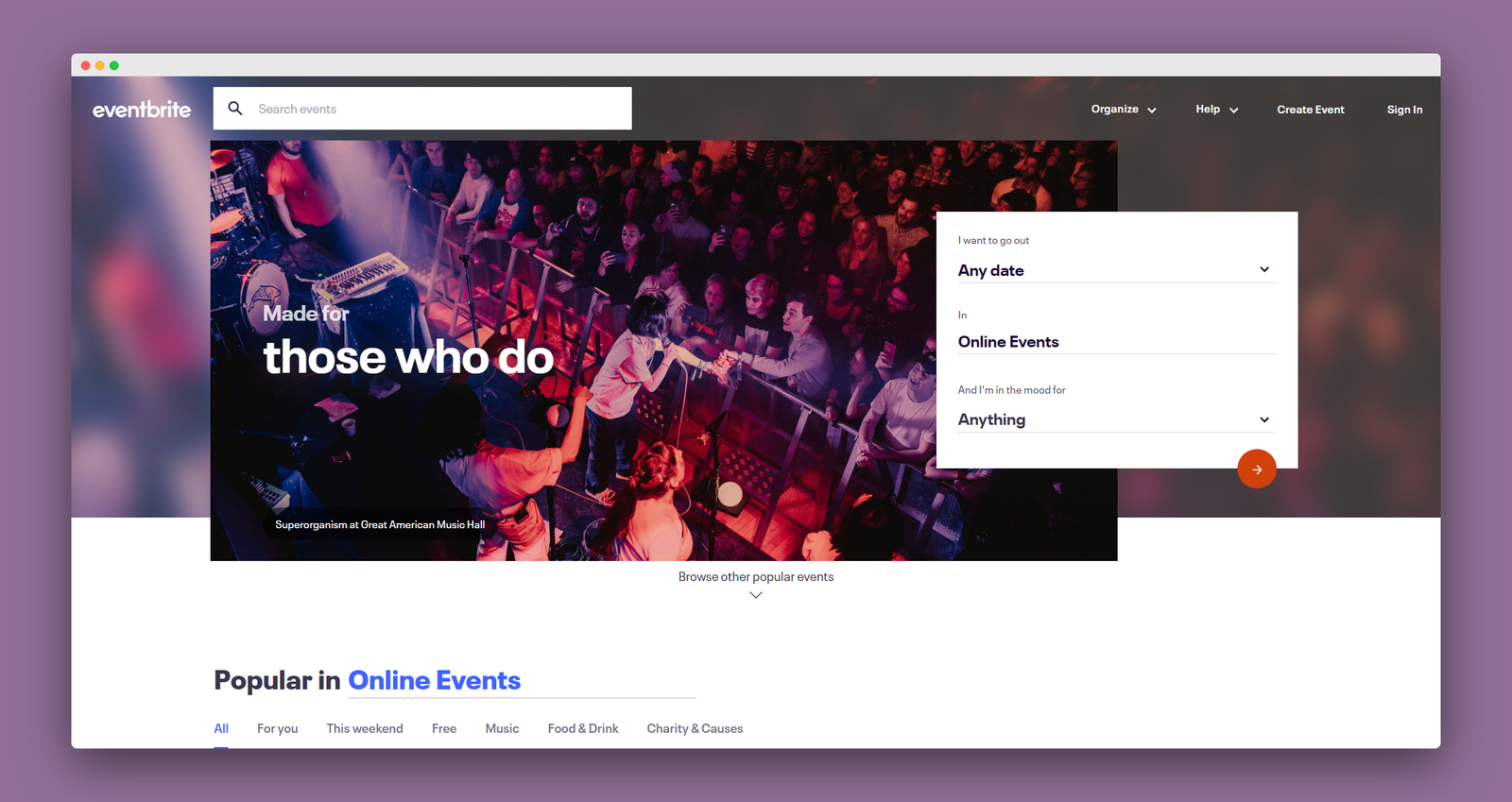 Eventbrite screenshot 1