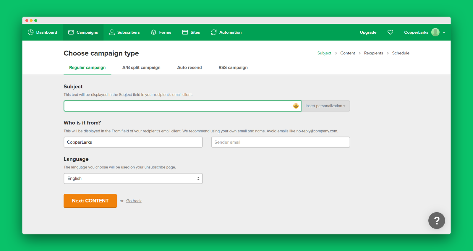 Mailerlite screenshot 2