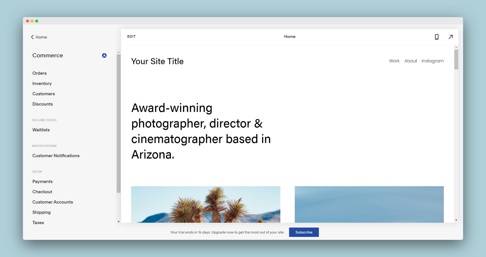 SquareSpace screenshot 3