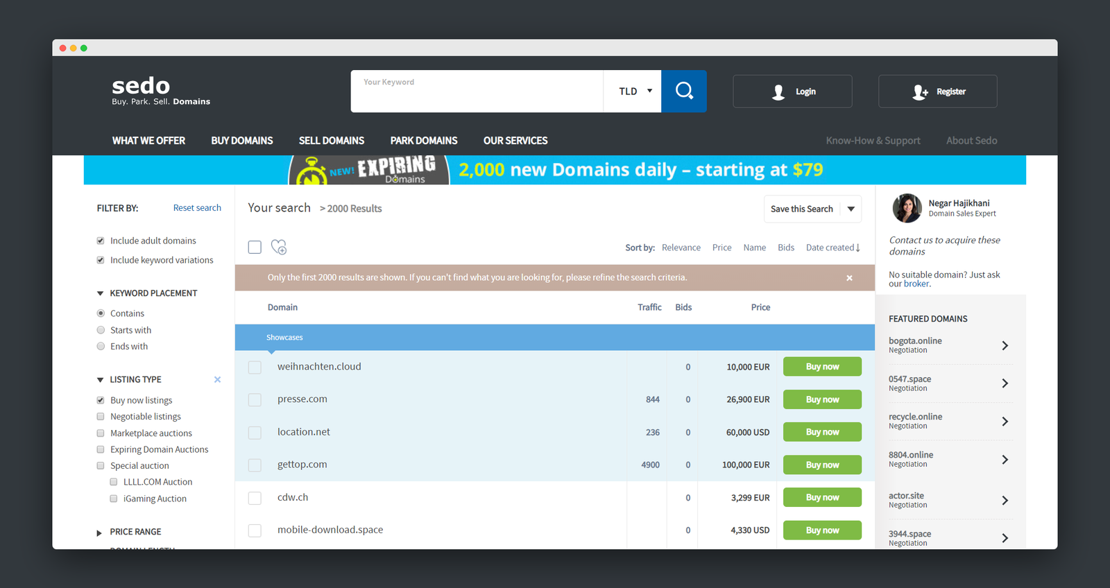 Sedo screenshot 3