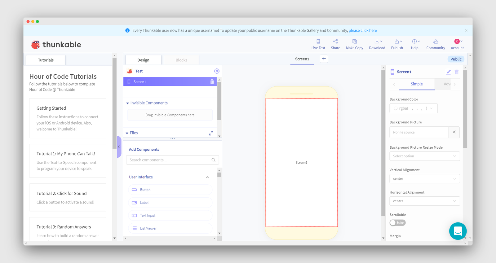 Thunkable screenshot 2