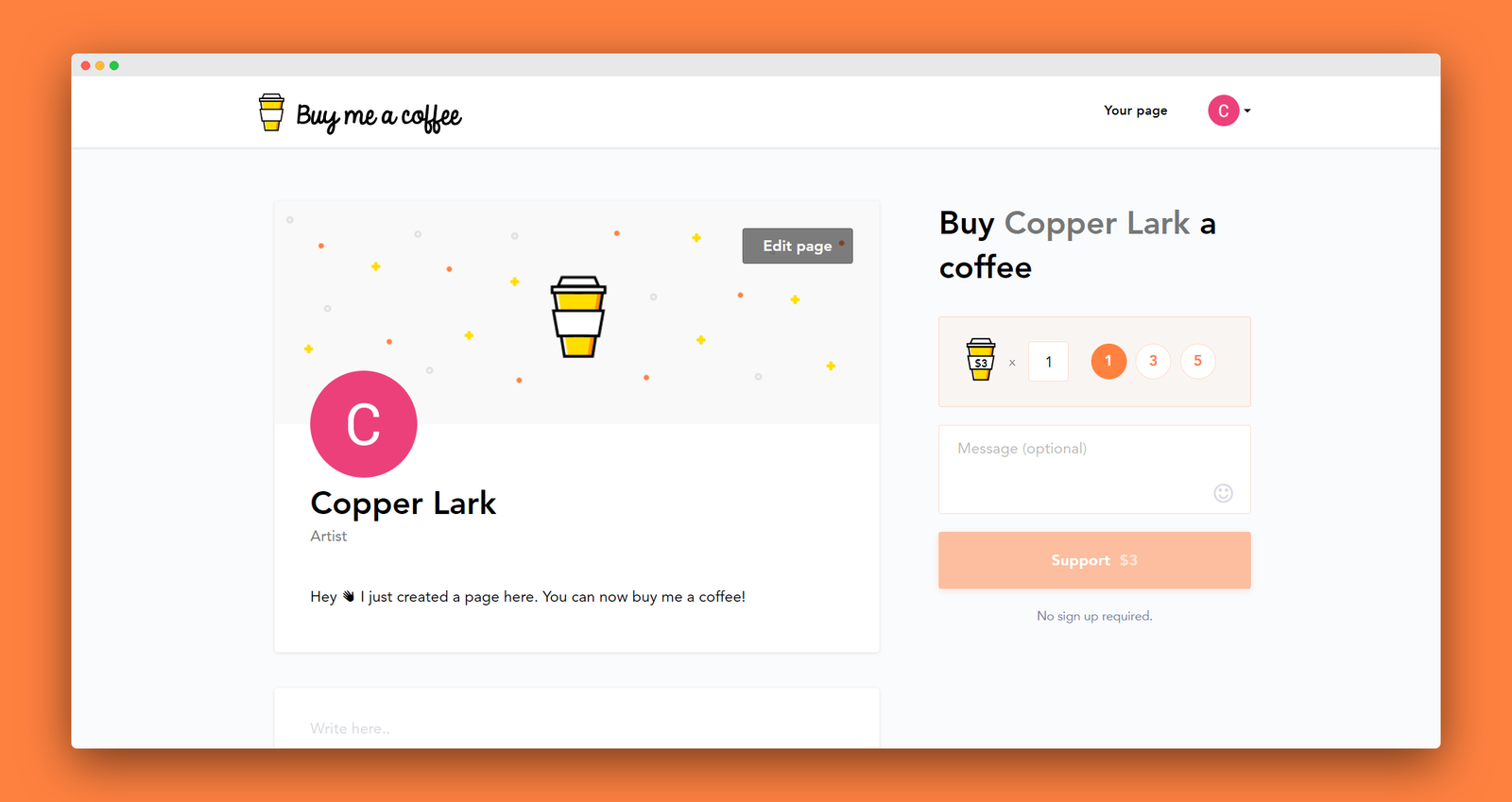 Buy me a coffee screenshot 2