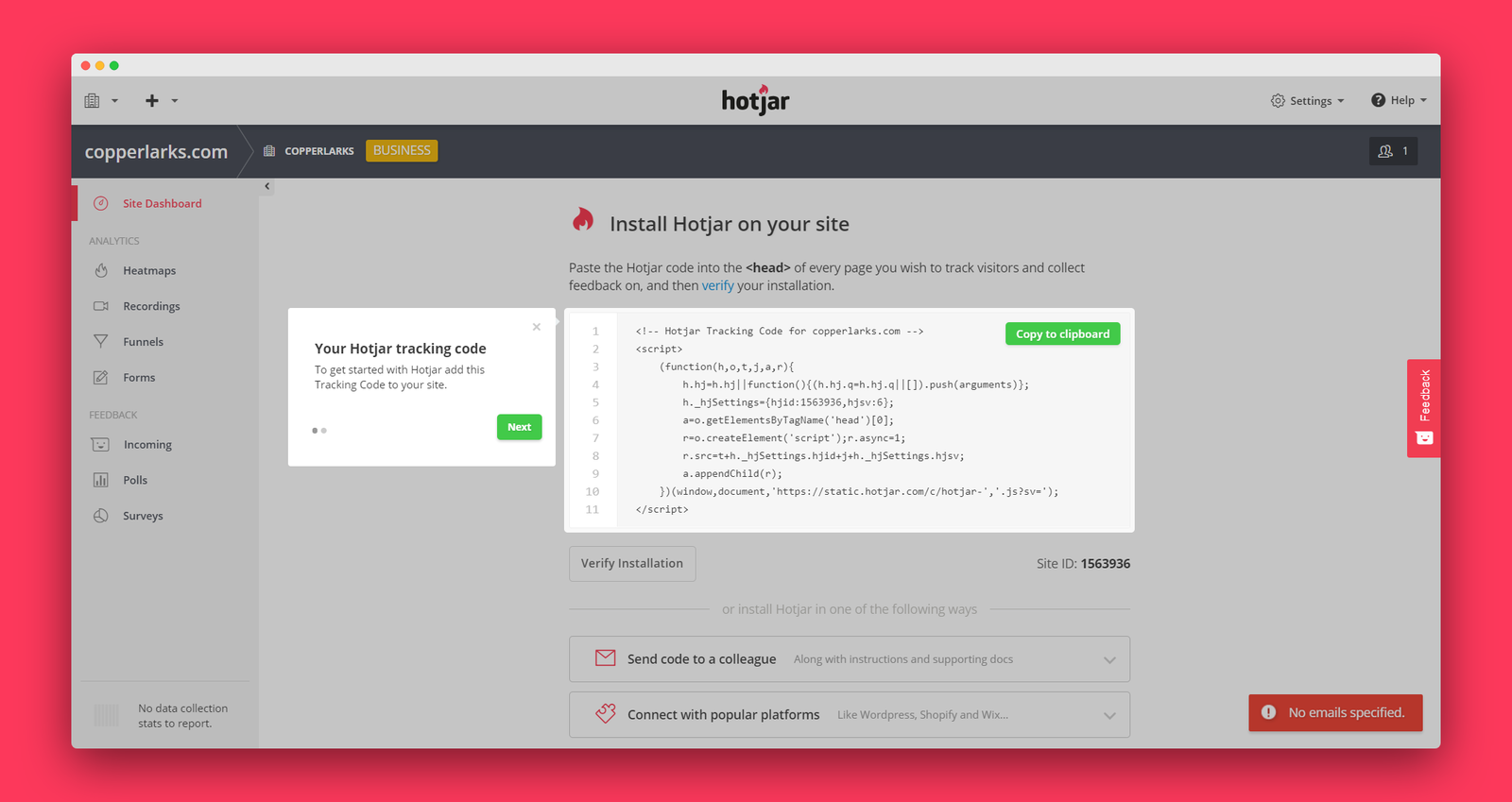 HotJar screenshot 2
