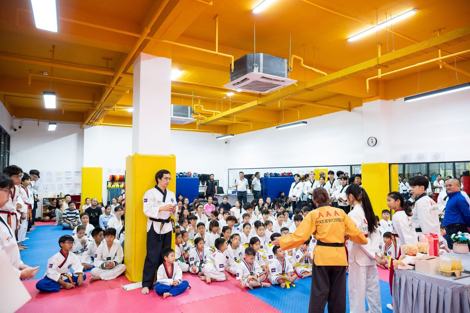 AAA Taekwondo students and instructors at the October belt grading at Fun Mall Toul Kork.