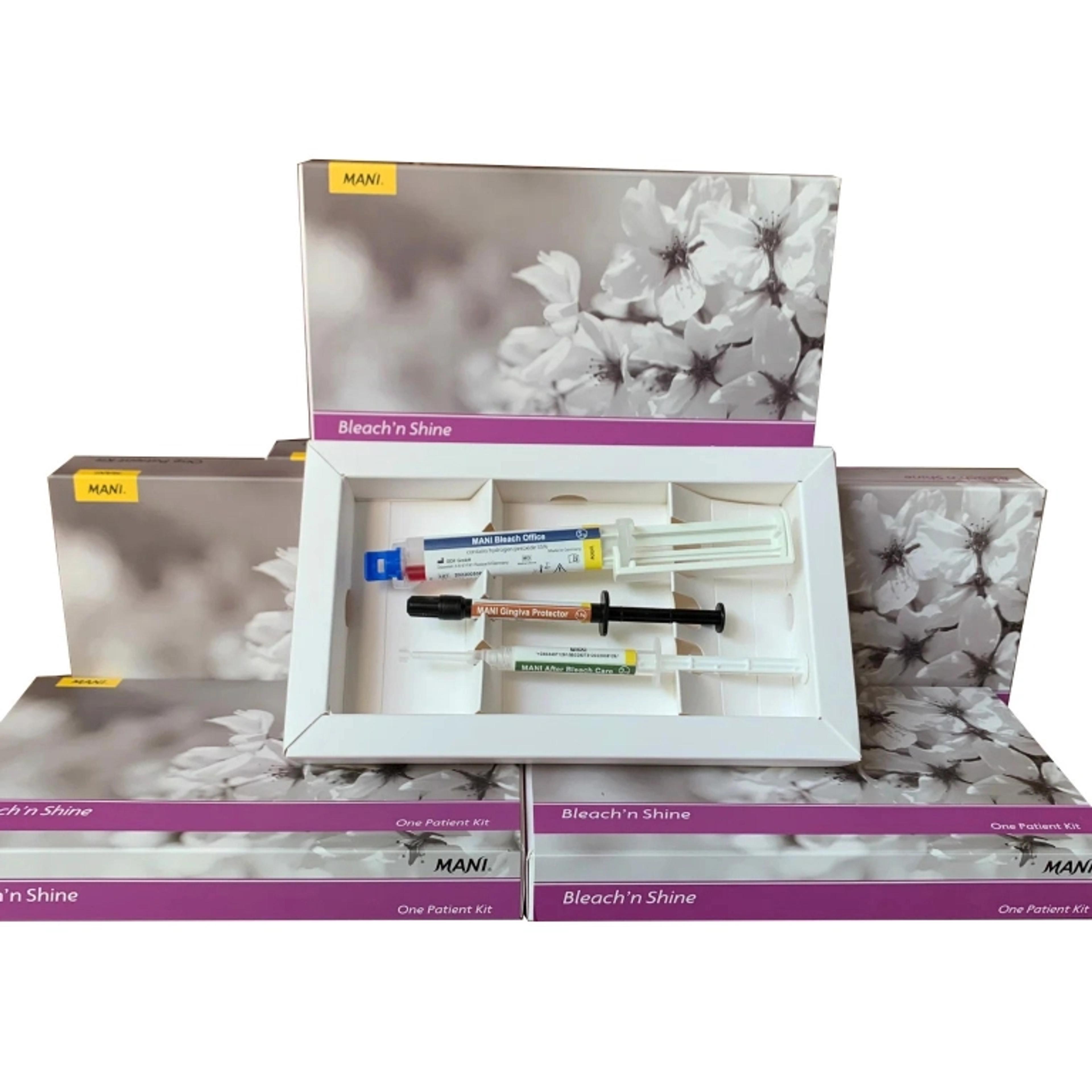 Bộ MANI Bleach'n Shine One Patient Kit: gel tẩy trắng, gel bảo vệ nướu và gel chăm sóc sau tẩy trắng