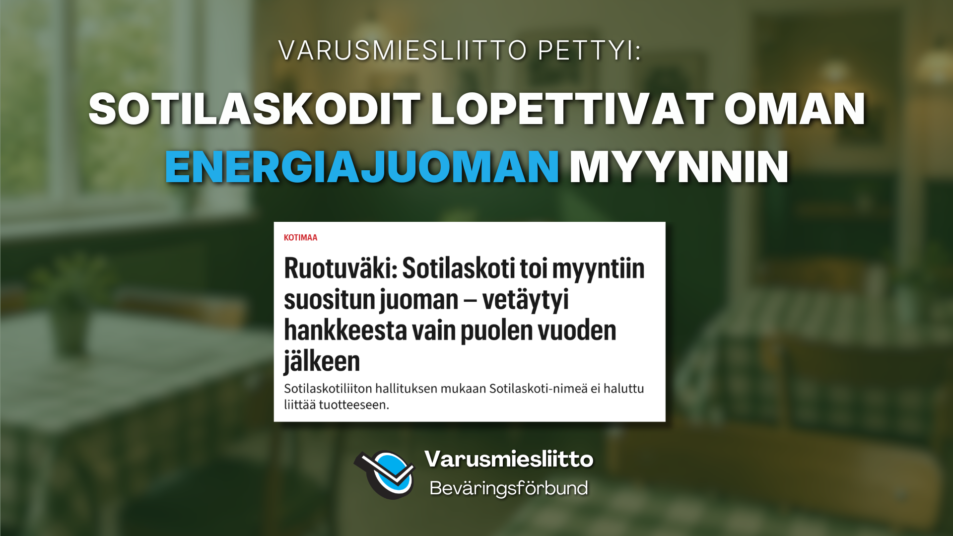 Varusmiesliitto pettyi: Sotilaskodit vetivät energiajuomat myynnistä