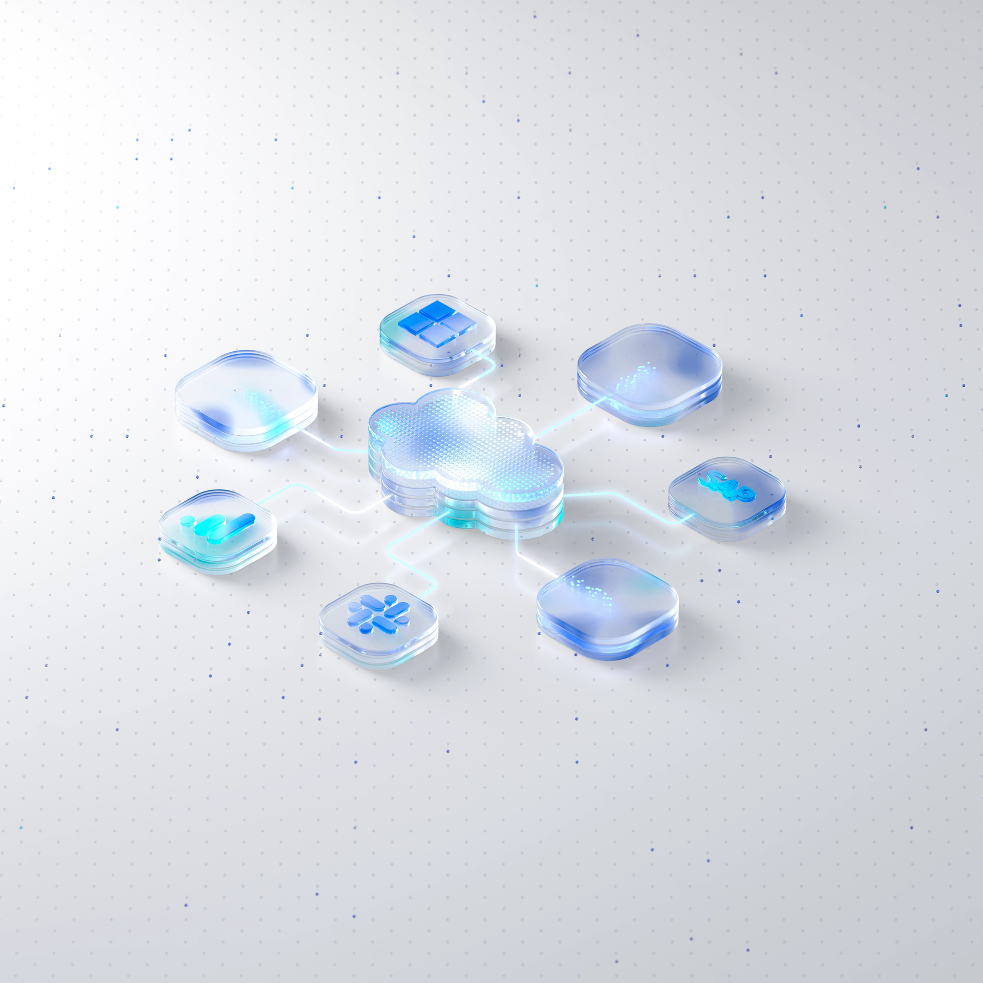 A system landscape designed to illustrate Salesfive’s ‘Integration and Automation’ service.