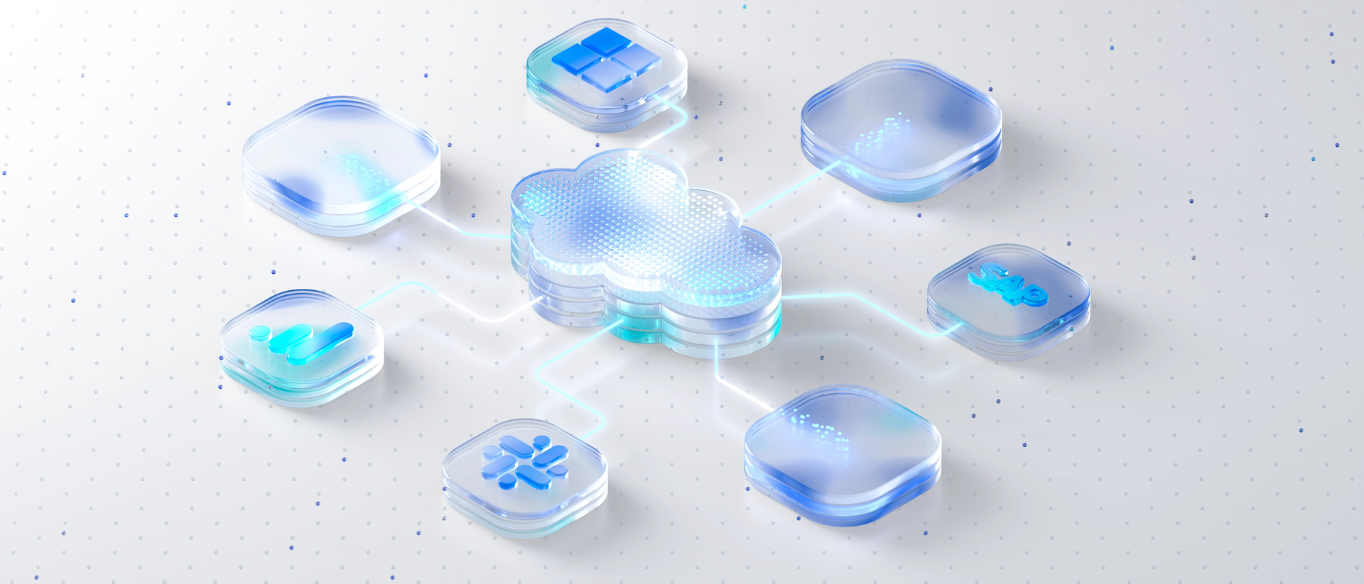 A system landscape designed to illustrate Salesfive’s ‘Integration and Automation’ service.