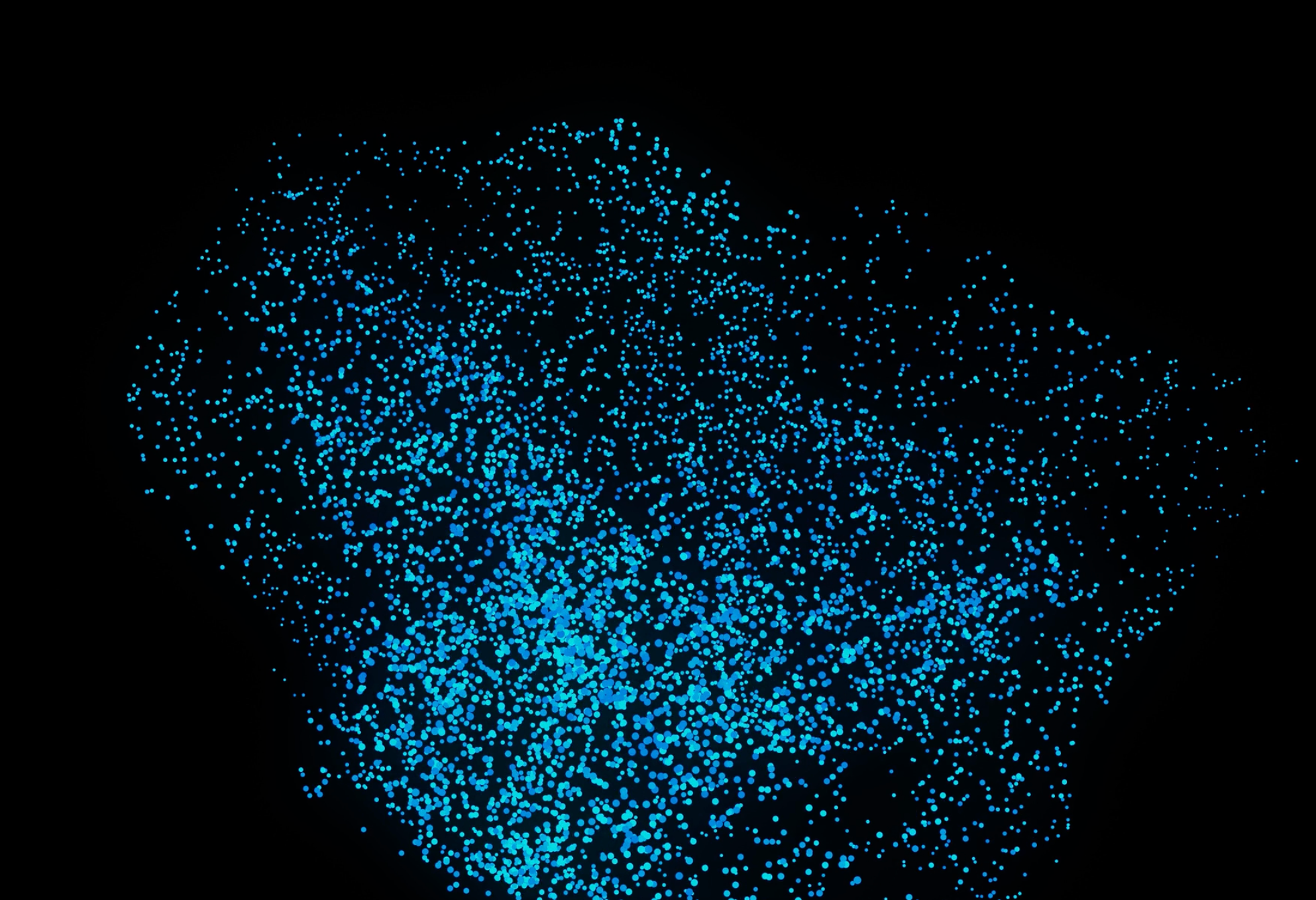 Blaue Dots auf schwarzem Hintergrund.