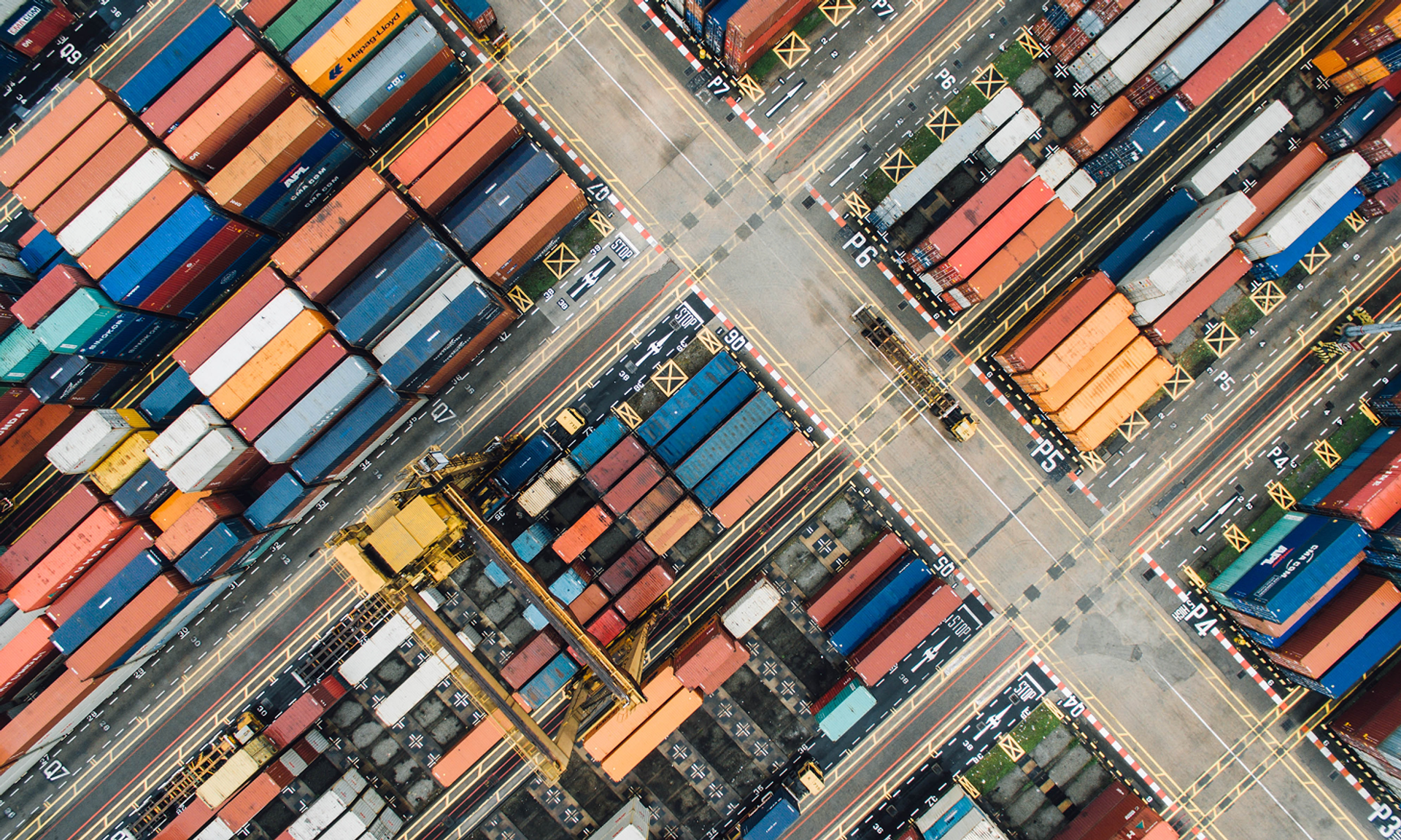 View from above of a container storage facility.