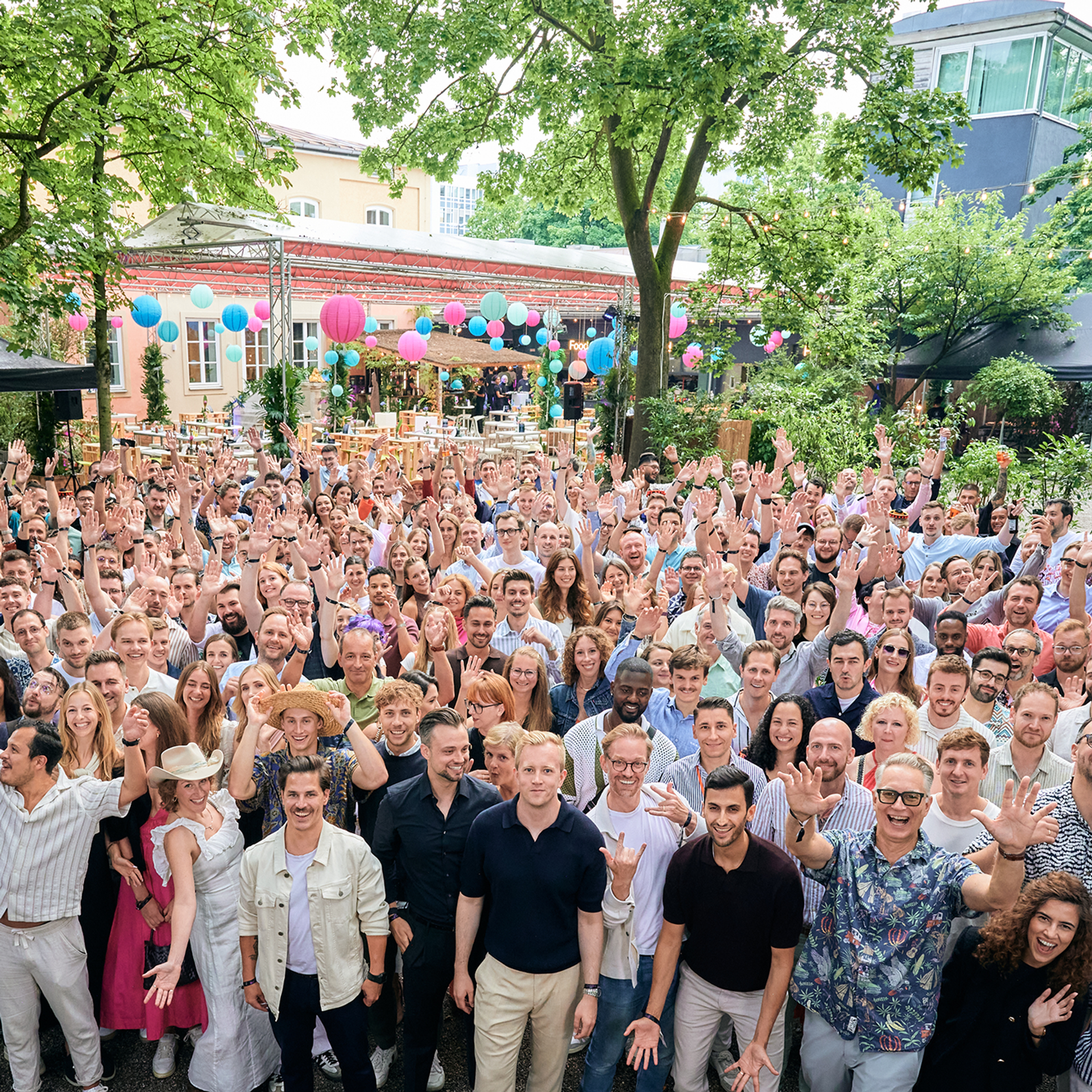 The Salesfive team celebrates together in Munich.