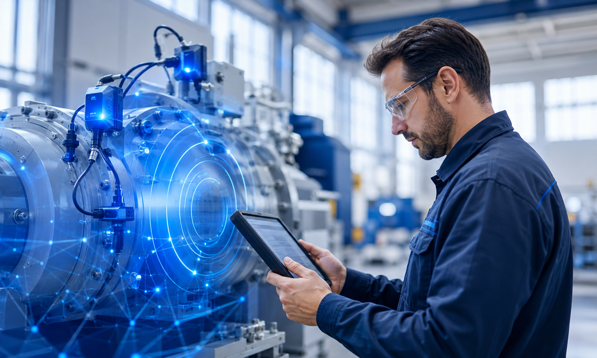 A technician is inspecting an industrial machine using Signal to Service.