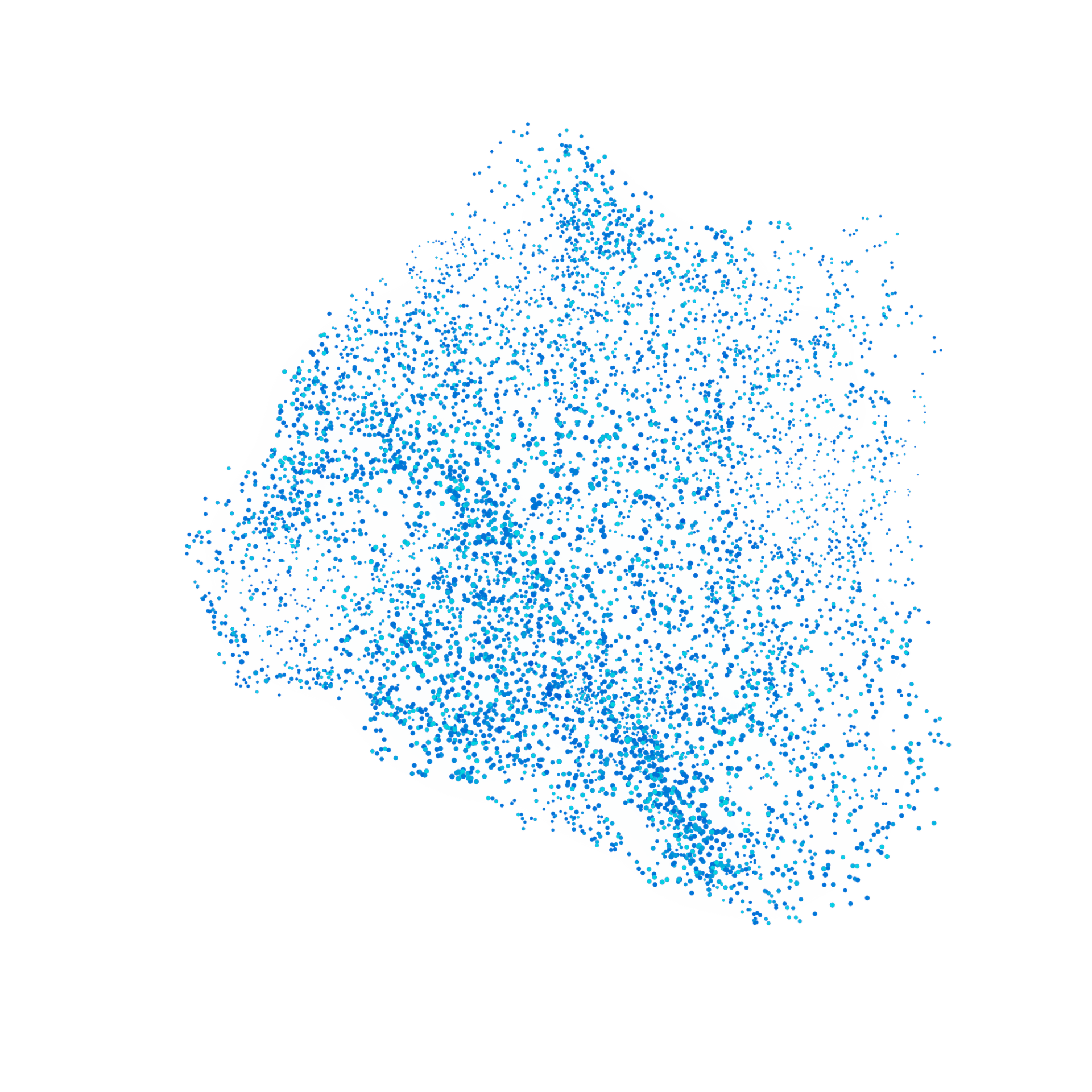 Blaue Dots auf transparentem Hintergrund.