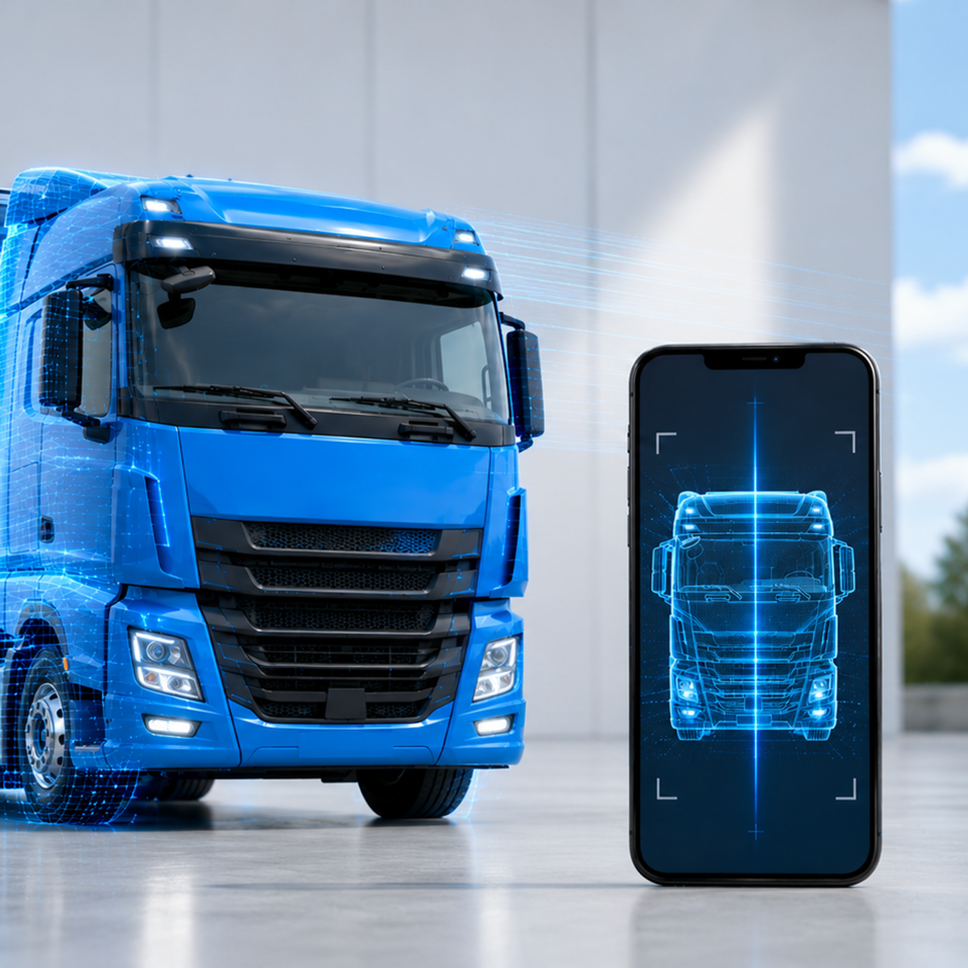 LKW wird mit Fleet Intelligence Agent gescannt.