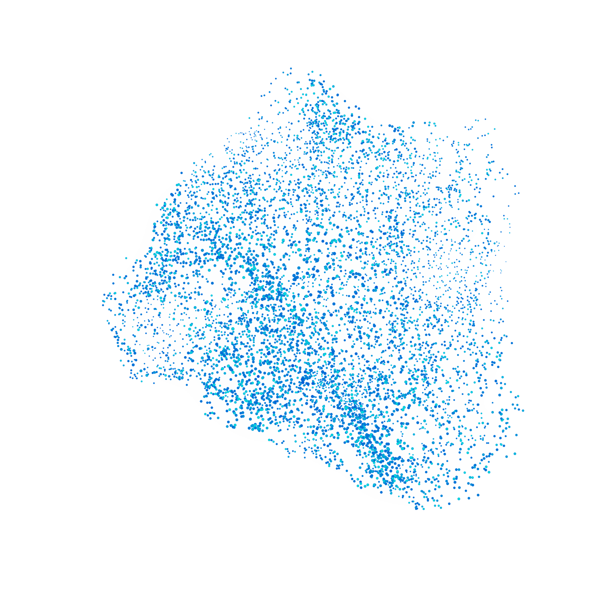 Blaue Dots auf transparentem Hintergrund.