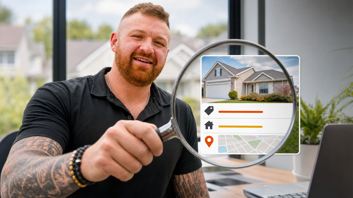 Michael Morris uses a magnifying glass over a Northland home search map to compare price, condition and location.