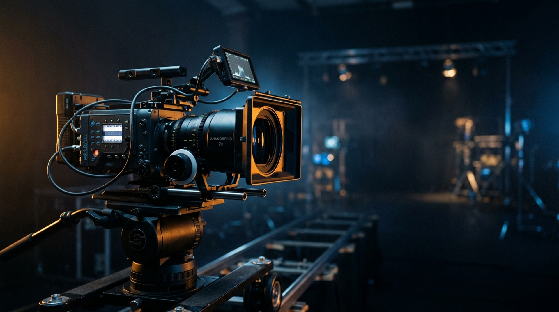 Cinema camera rig on a sound stage